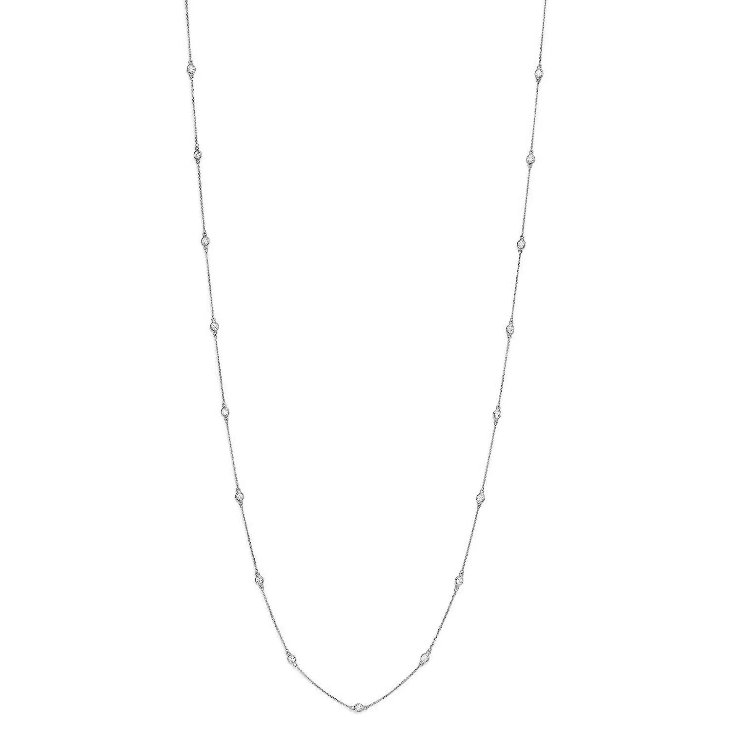 King Jewelers 5 Carat Diamond Station Necklace 14K White Gold