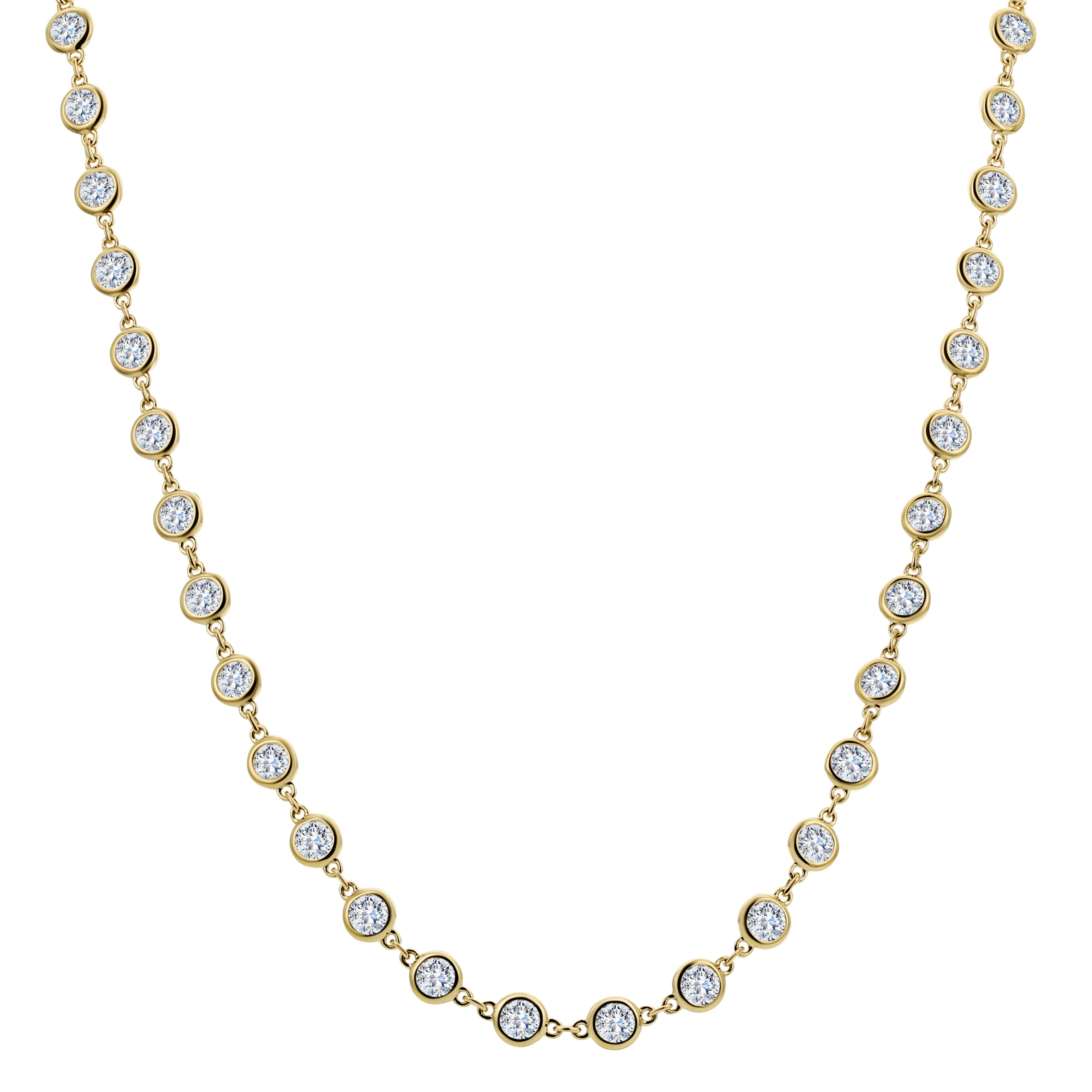 King Jewelers 7.75ct Diamond Station Necklace 18K Yellow Gold