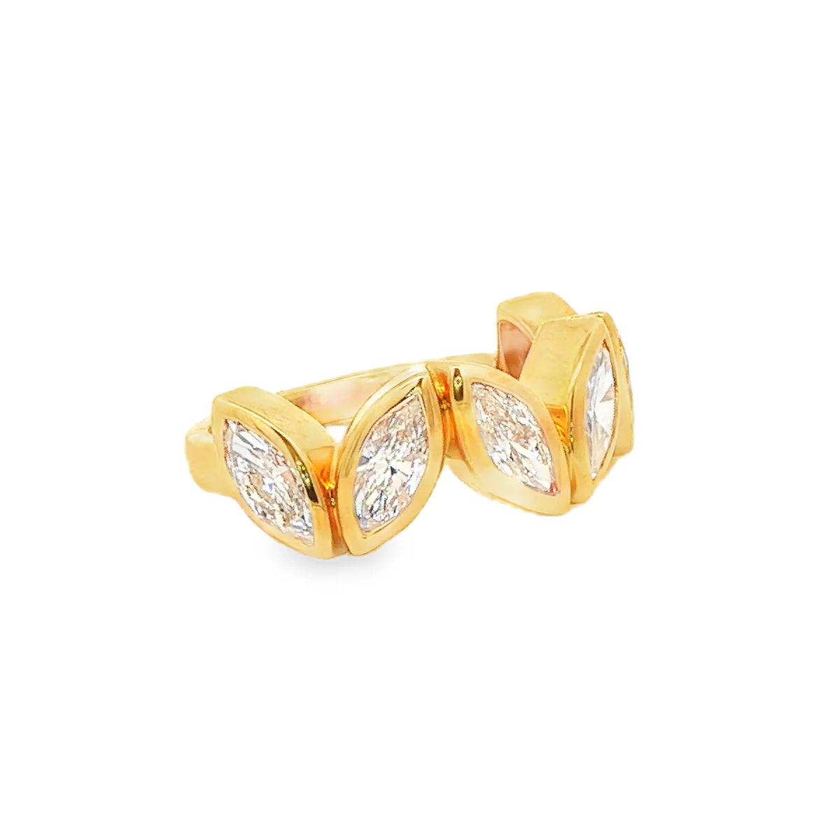 King Jewelers Bezel Set Marquise Diamond Ring 18K Yellow Gold - Image 2