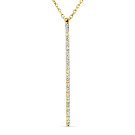 King Jewelers Diamond Bar Pendant Necklace 18K Yellow Gold