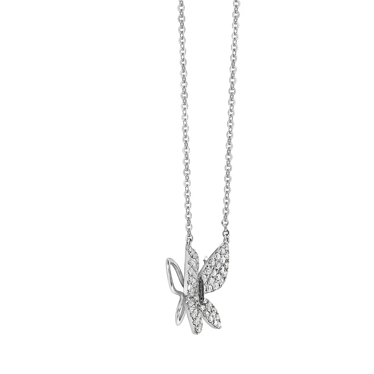 King Jewelers Diamond Butterfly Pendant Necklace 14K White Gold - Image 2
