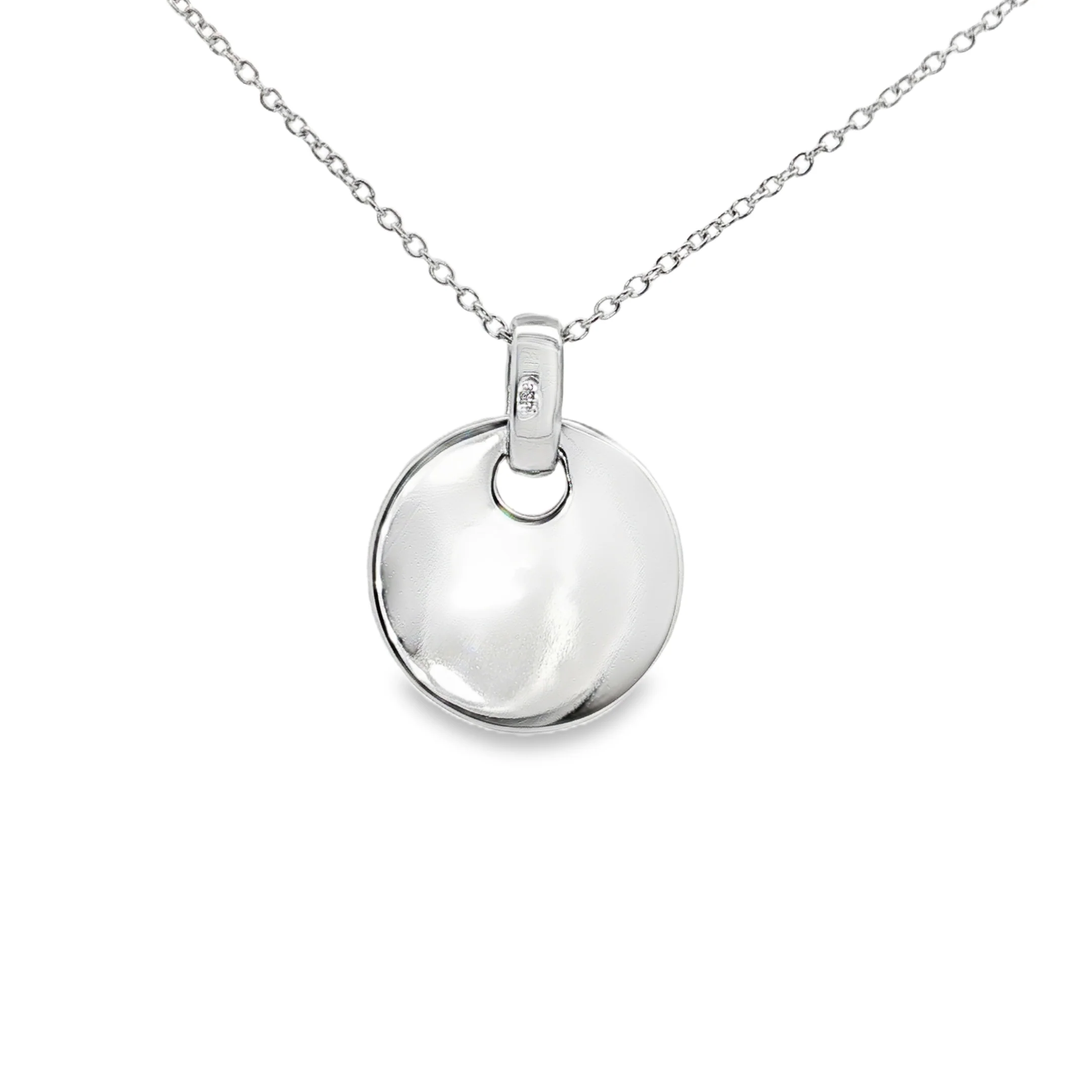 King Jewelers Diamond Disc Pendant Necklace 14K White Gold - Image 2