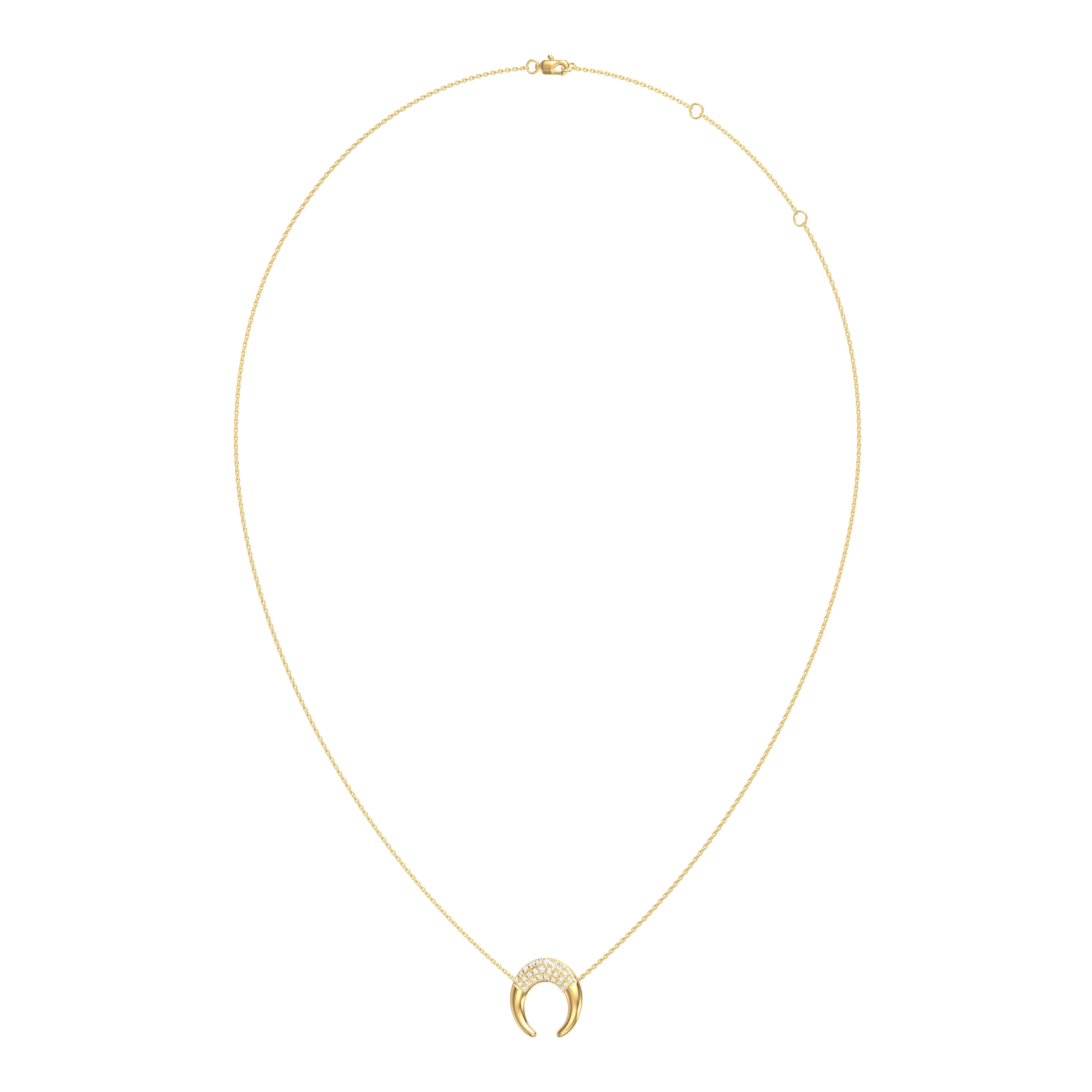 King Jewelers Diamond Horseshoe Pavé Pendant Necklace 14K Yellow Gold