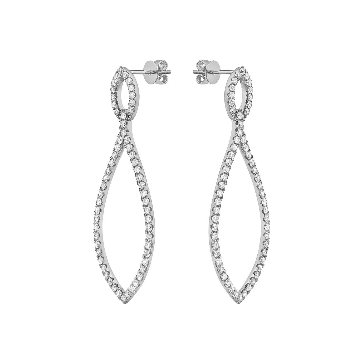 King Jewelers Diamond Marquise Drop Earrings 14K White Gold - Image 2