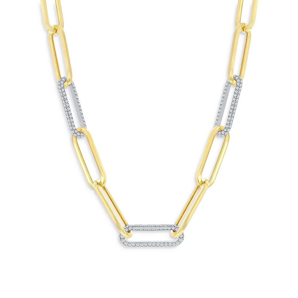 King Jewelers Diamond Paperclip Chain Necklace