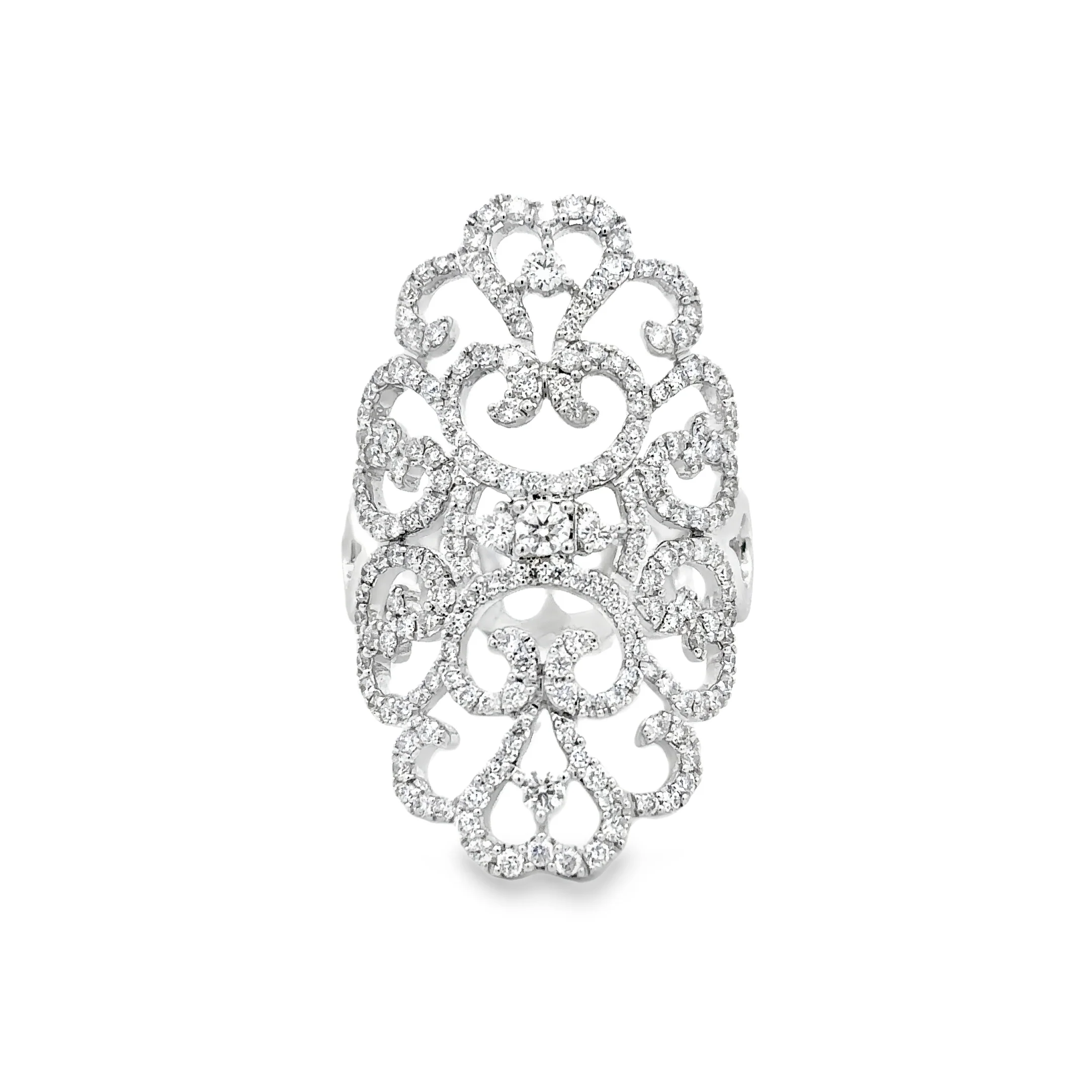 King Jewelers Filigree 1.20ct Diamond Ring 14K White Gold
