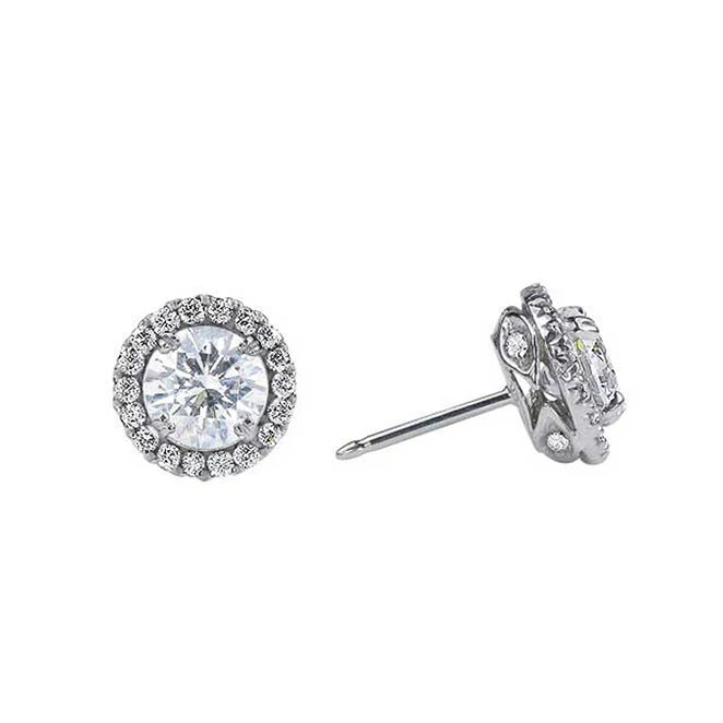 King Jewelers Forevermark 0.46ct Halo Diamond Stud Earrings 18K White Gold