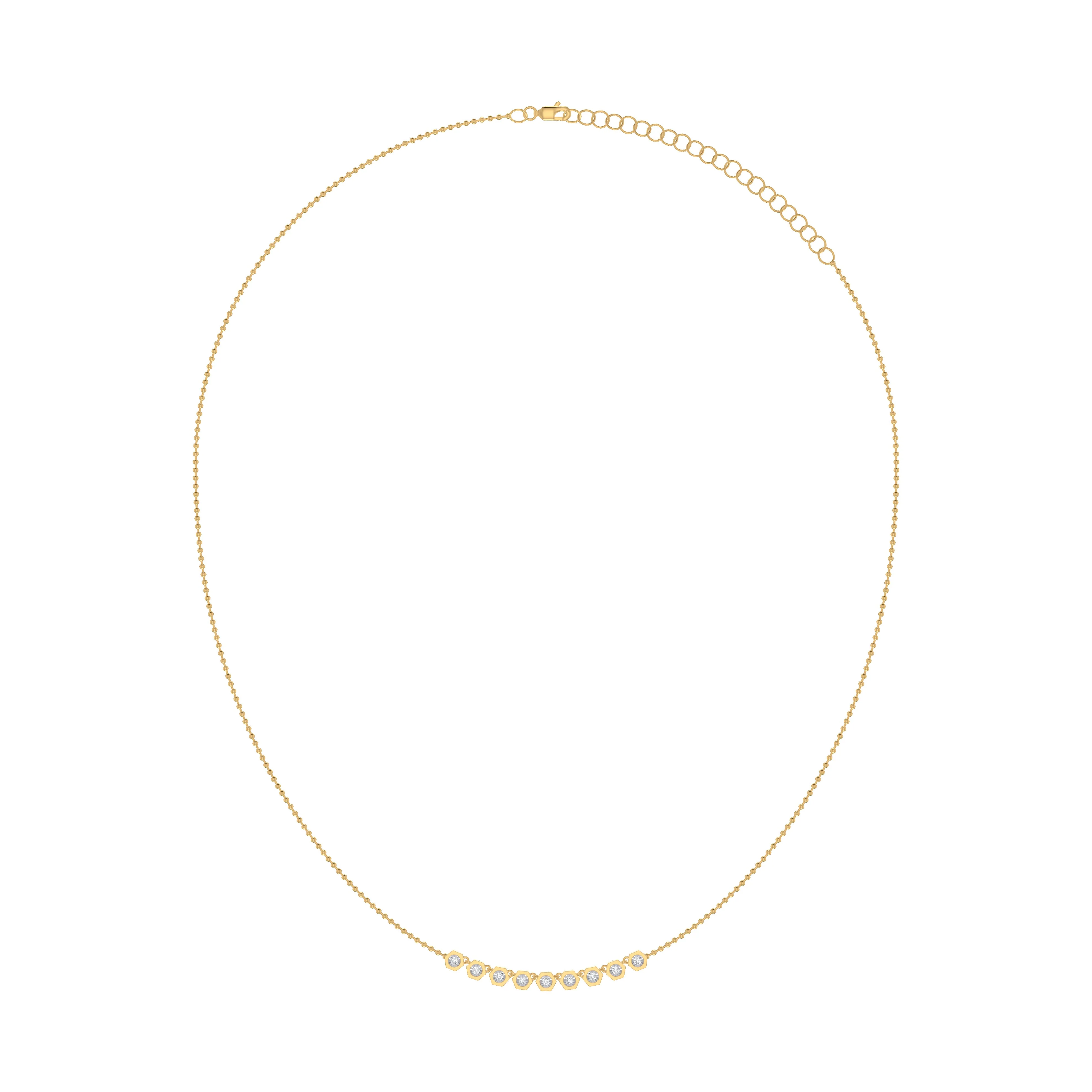 King Jewelers Illusion Bezel Diamond Necklace 14K Yellow Gold