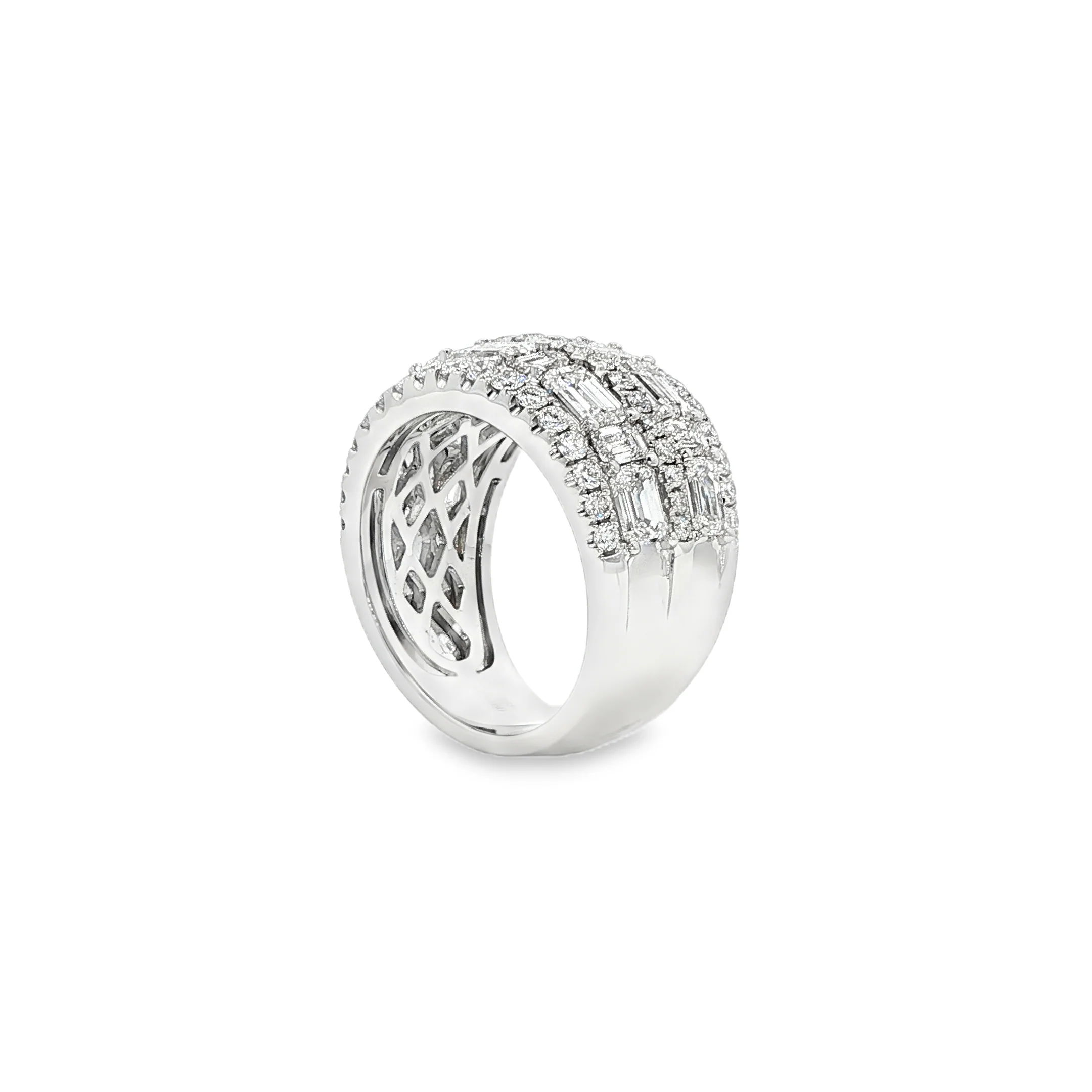 King Jewelers Multi-Row 4.36ct Diamond Statement Ring 18K White Gold - Image 2
