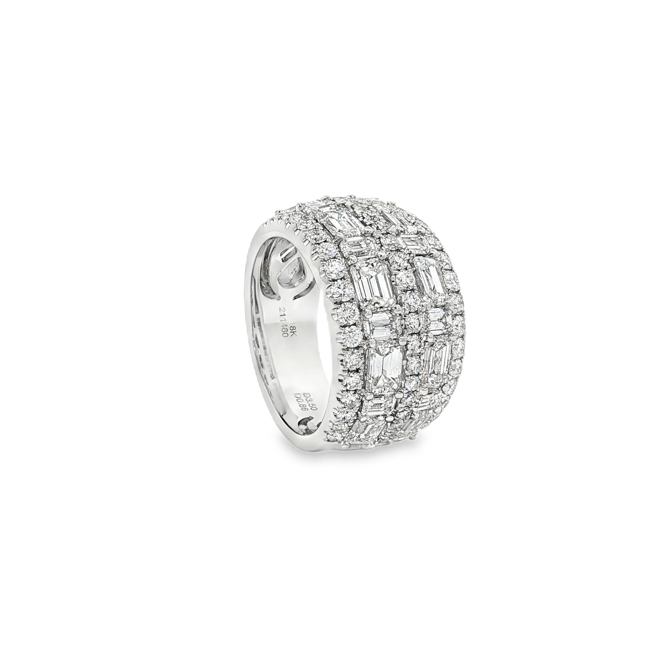 King Jewelers Multi-Row 4.36ct Diamond Statement Ring 18K White Gold - Image 3