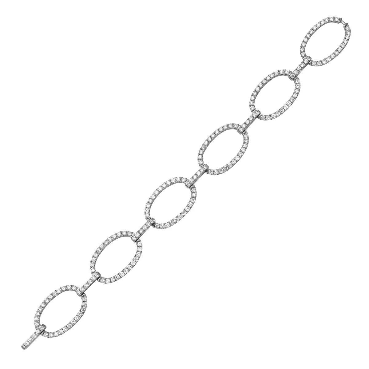 King Jewelers Oval Link Diamond Bracelet 14K White Gold - Image 3