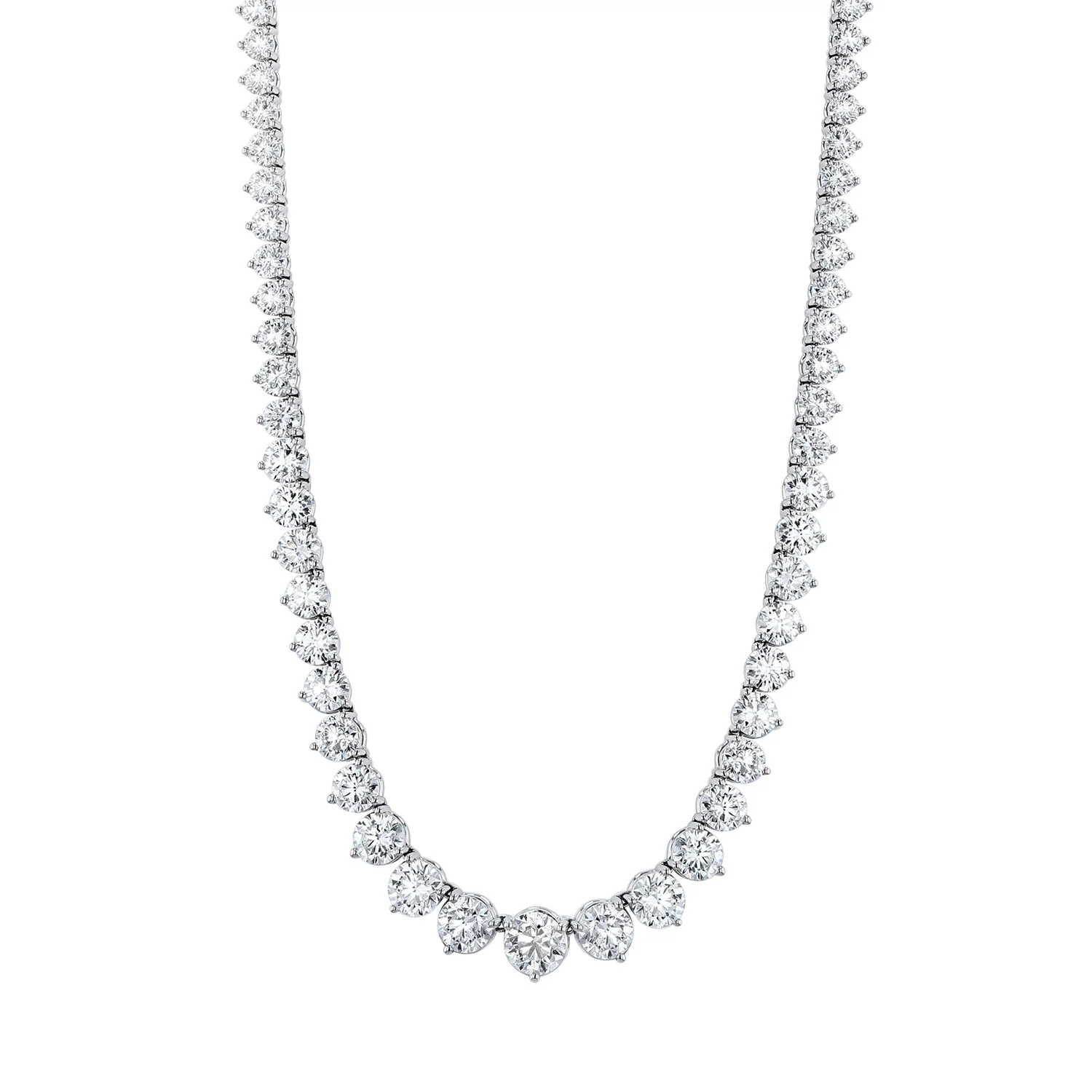 King Jewelers Platinum Riviera 16.50ct Diamond Tennis Necklace