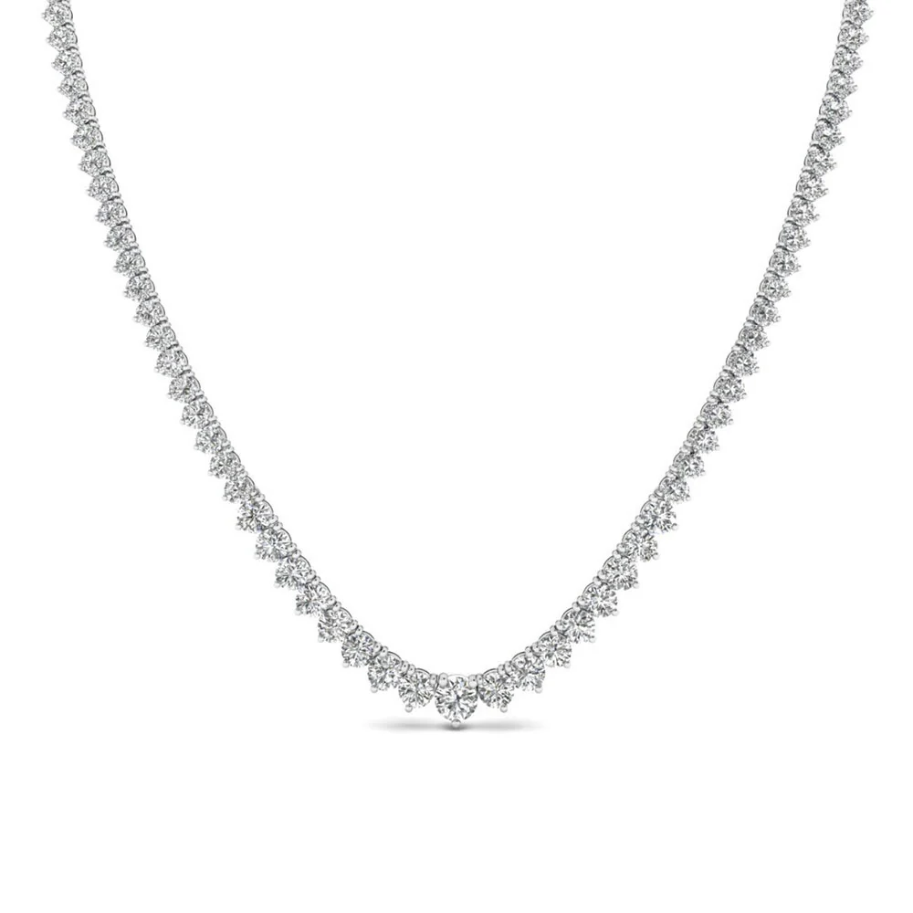 King Jewelers Riviera 13.74 Diamond Tennis Necklace 18K White Gold