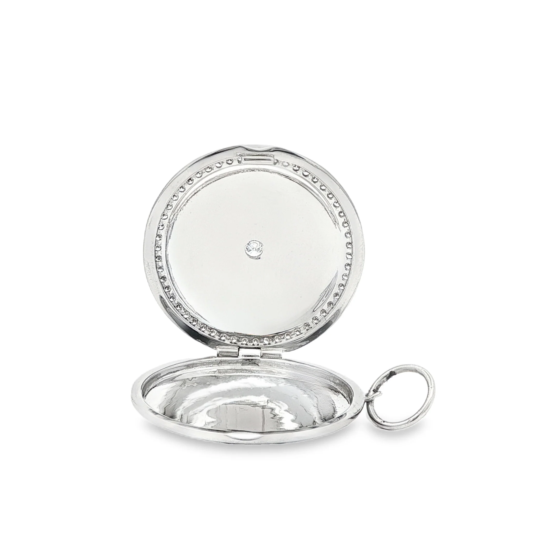 King Jewelers Round Diamond Locket Pendant 14K White Gold - Image 2
