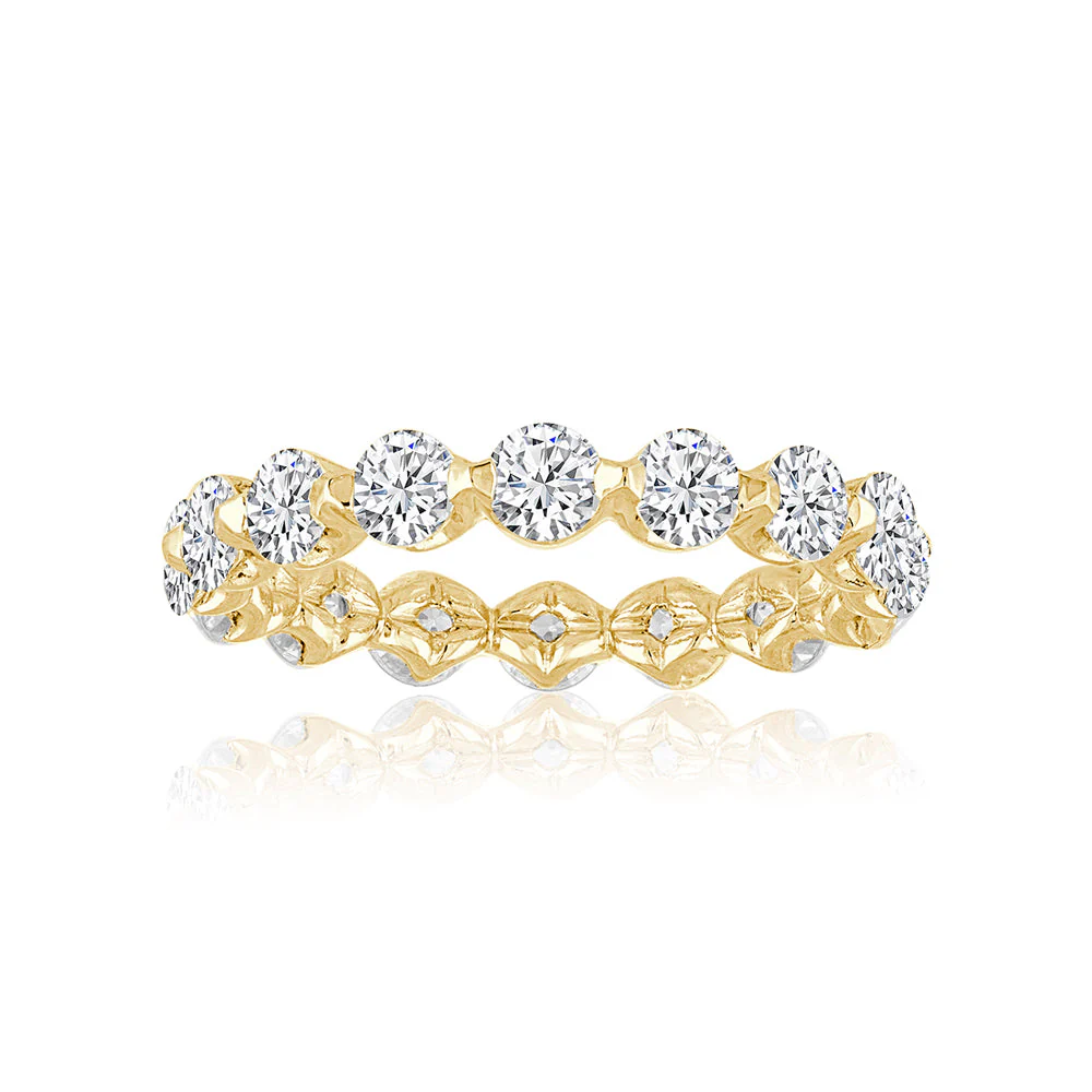KJ5 0.75ct Single Prong Diamond Eternity Band 14K Yellow Gold