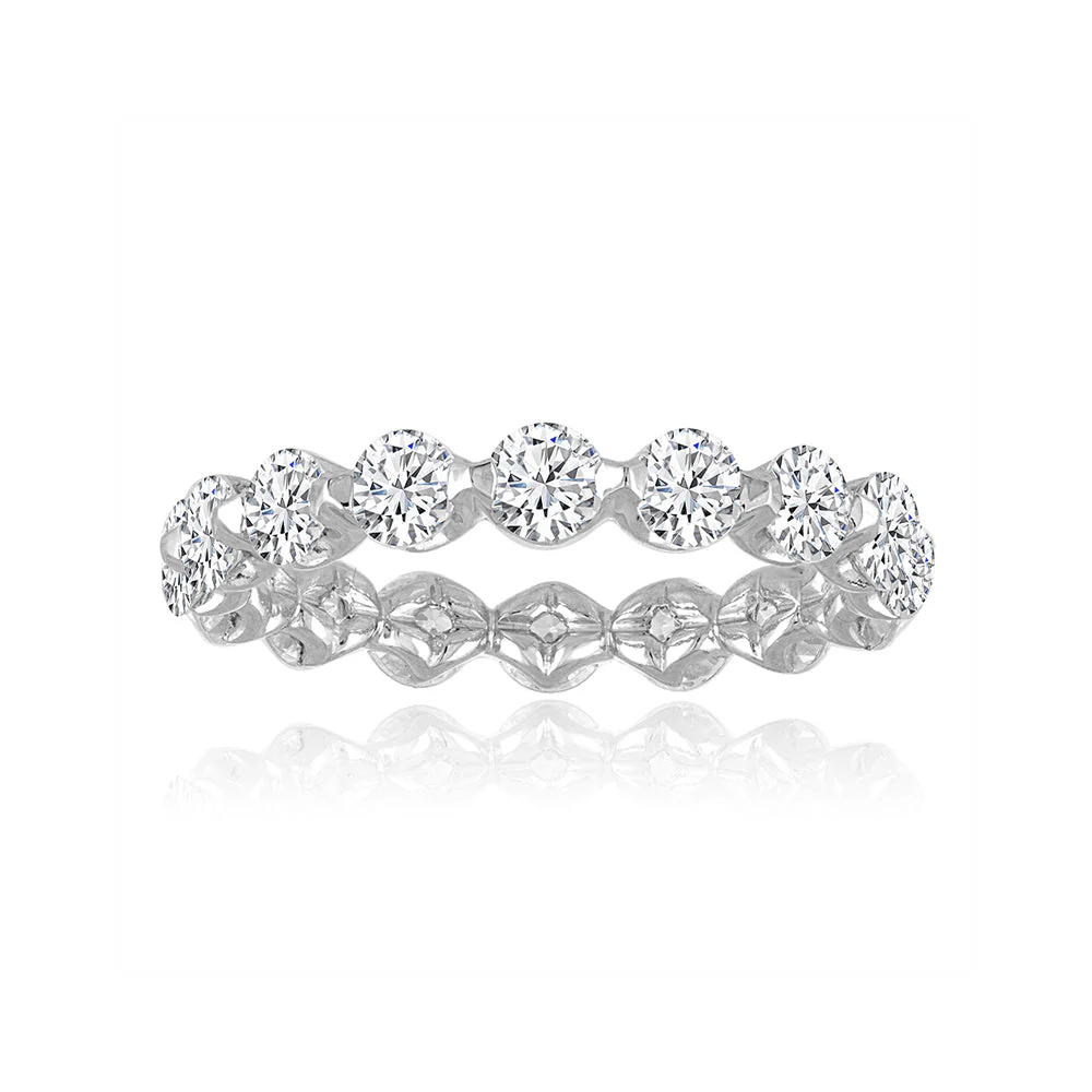 KJ5 1 Carat Round Diamond Eternity Band 14K White Gold