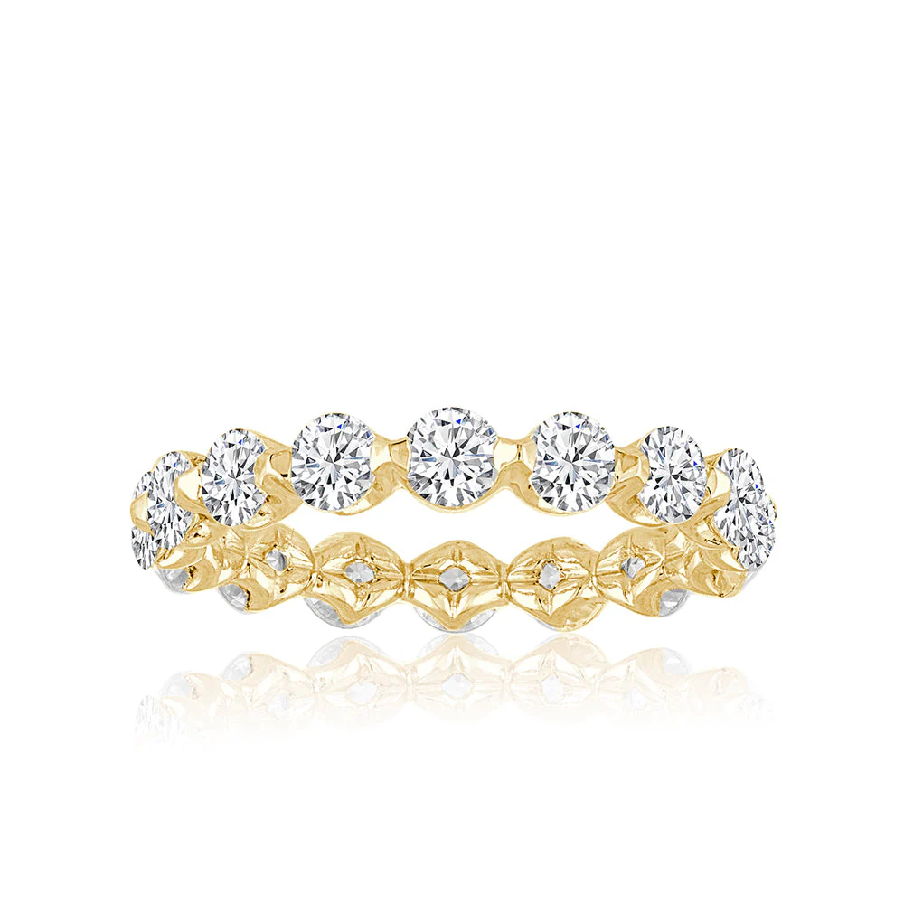 KJ5 1 Carat Round Diamond Eternity Band 14K Yellow Gold