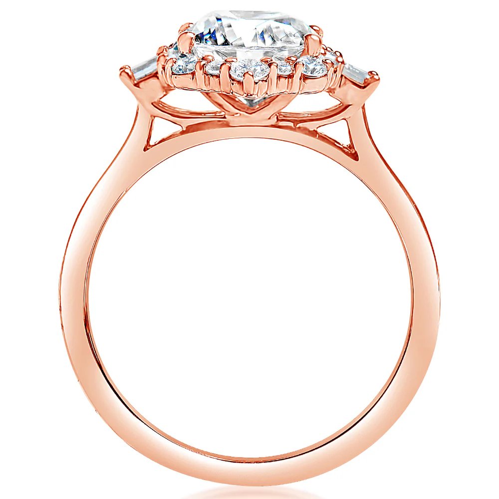 KJ5 14K Rose Gold Vintage Style Halo Engagement Ring Mounting - Image 3