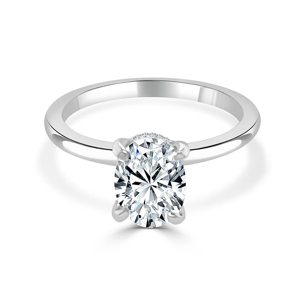 KJ5 14K White Gold 1 Carat Oval Solitaire Semi-Mount
