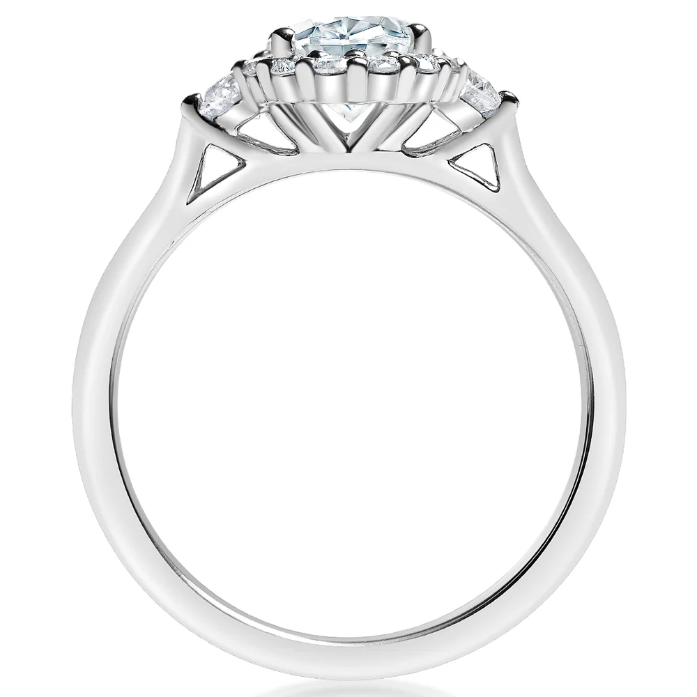 KJ5 14K White Gold Oval Diamond Halo Engagement Ring Mounting - Image 3