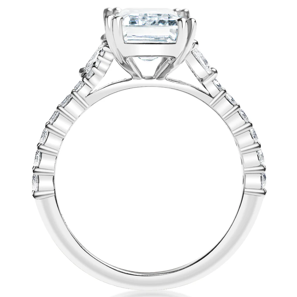 KJ5 14K White Gold Split Shank Emerald Cut Diamond Engagement Ring Mounting - Image 3