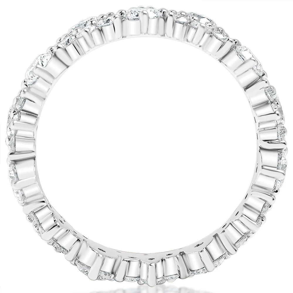 KJ5 14K White Gold Two Row Diamond Eternity Band - Image 2