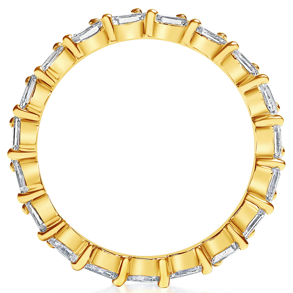 KJ5 14K Yellow Gold Angled Emerald Cut Diamond Eternity Band - Image 2