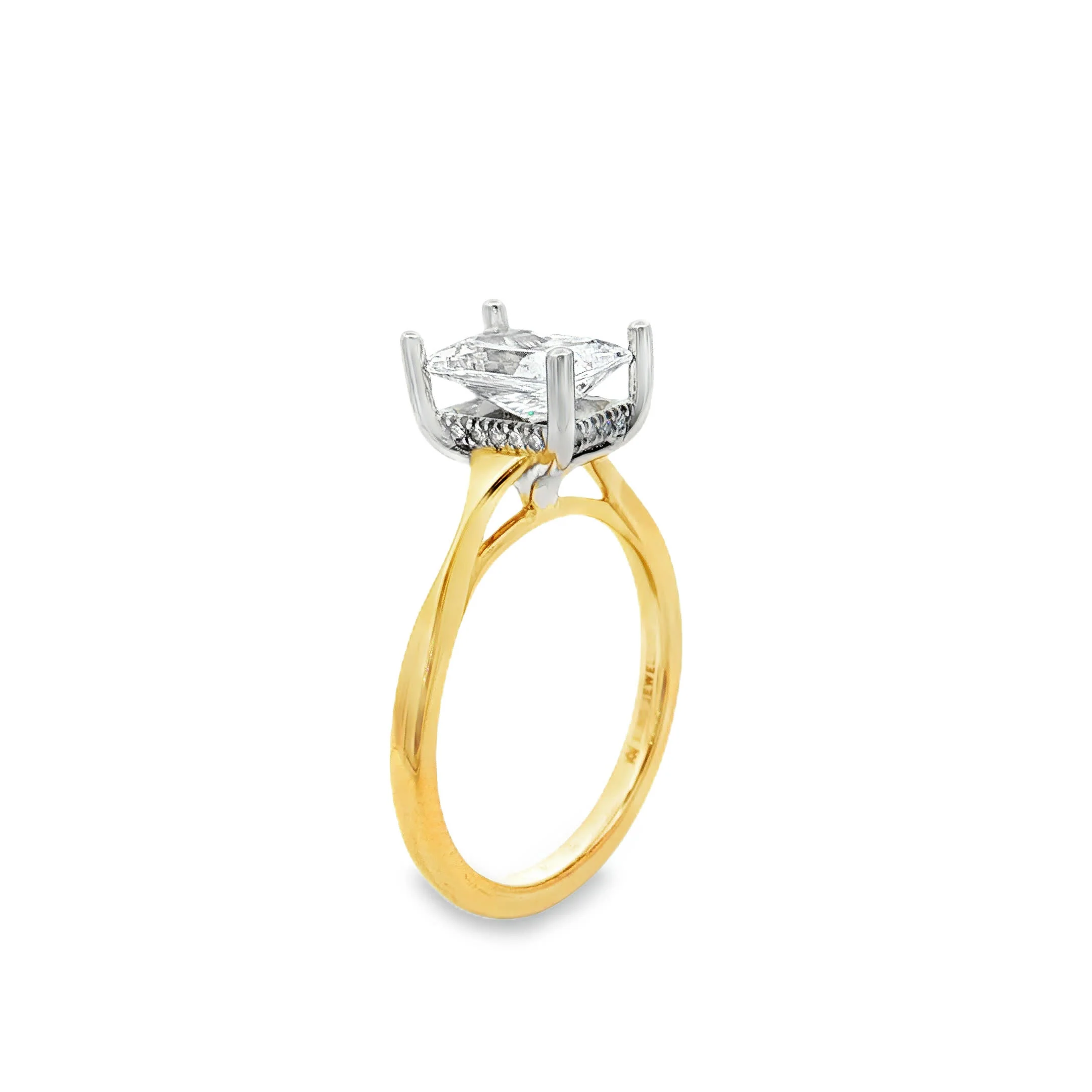 KJ5 14K Yellow Gold East-West 0.07ct Radiant Cut Diamond Solitaire Engagement Ring Mounting - Image 3