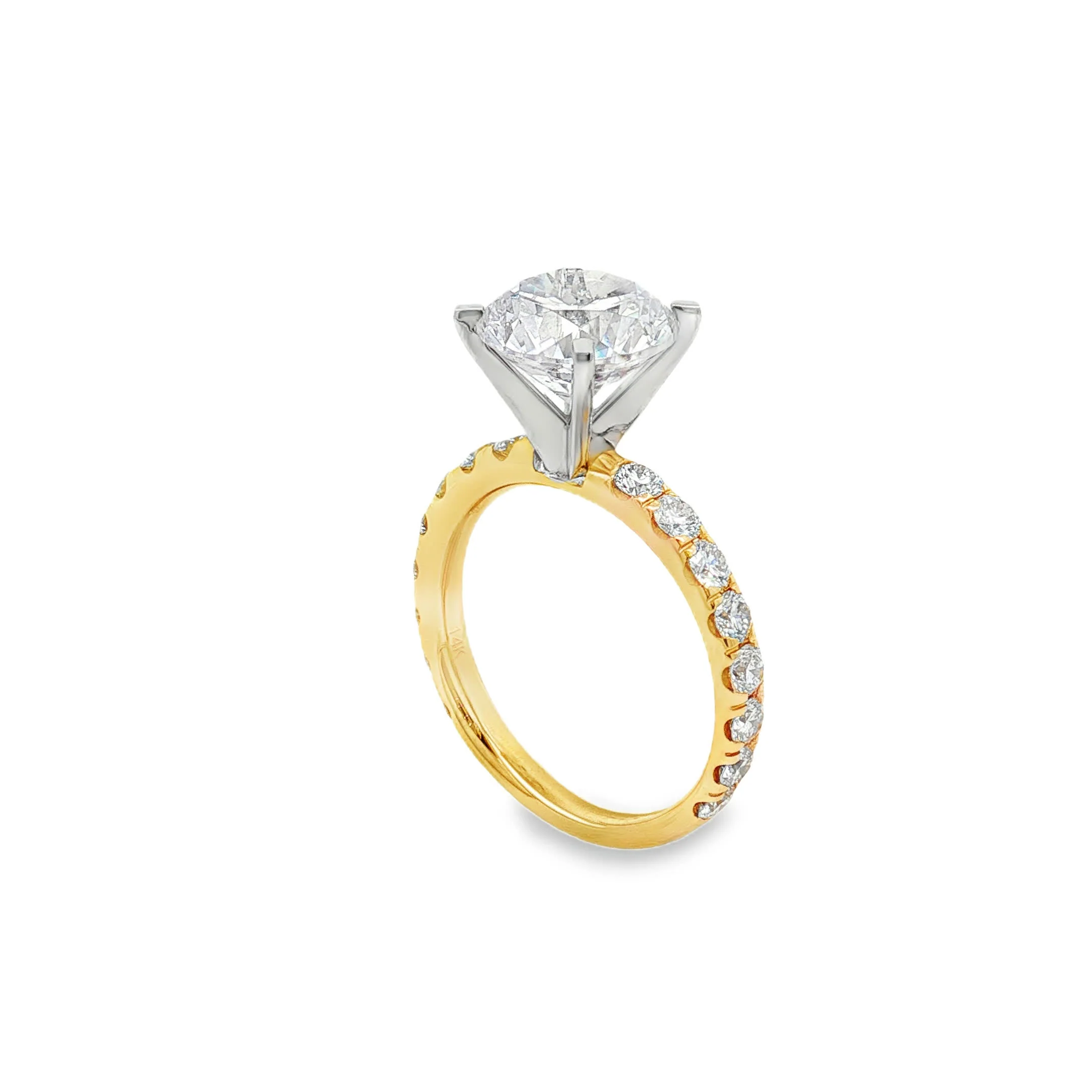 KJ5 14K Yellow Gold Pavé Round Diamond Engagement Ring Mounting - Image 3