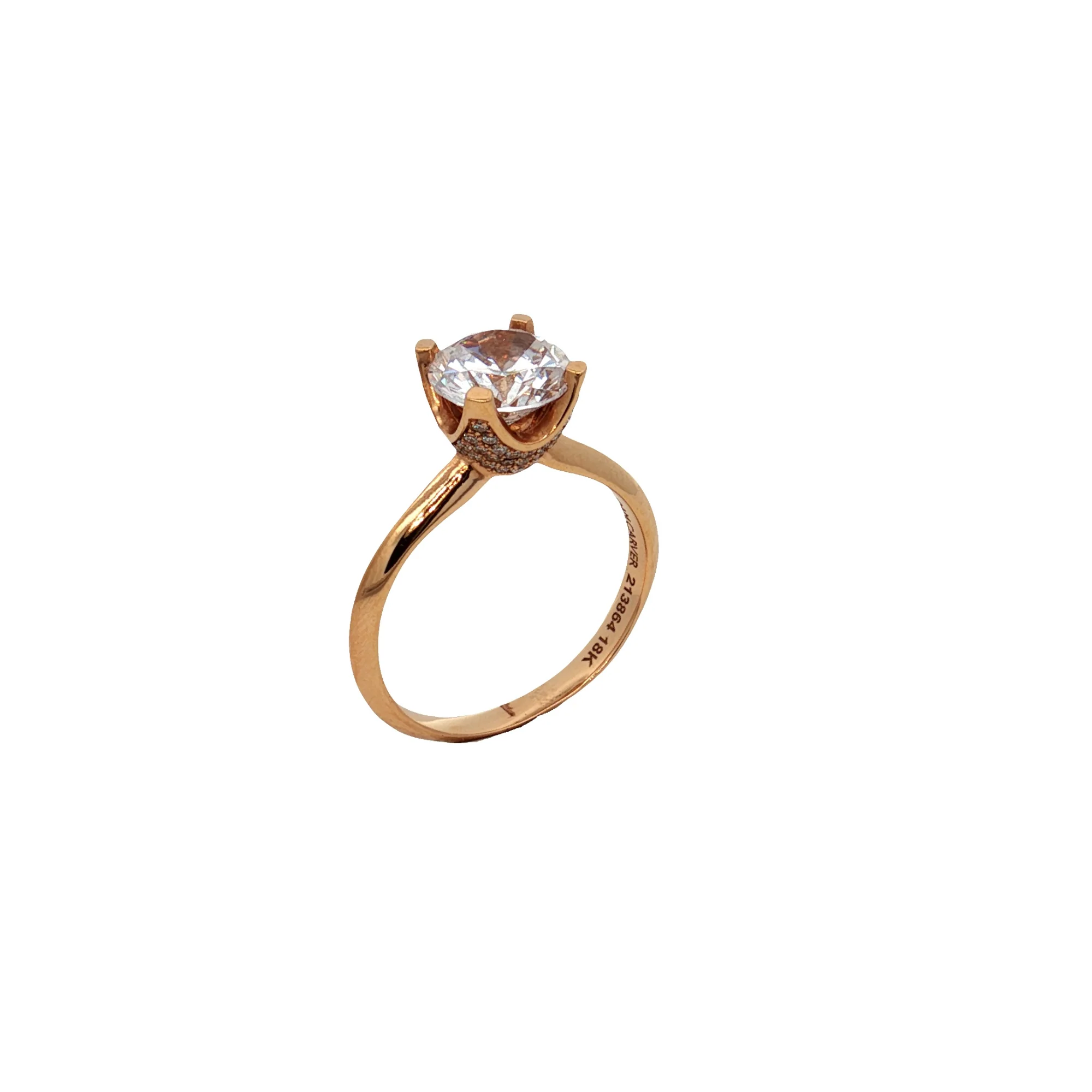 KJ5 18K Rose Gold Round 0.23ct Diamond Solitaire Engagement Ring Mounting - Image 2