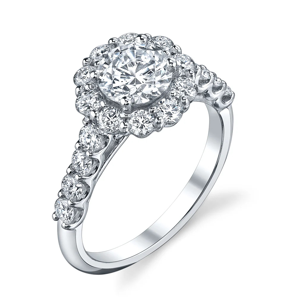KJ5 18K White Gold 1.59ct Round Diamond Halo Semi-Mount - Image 2