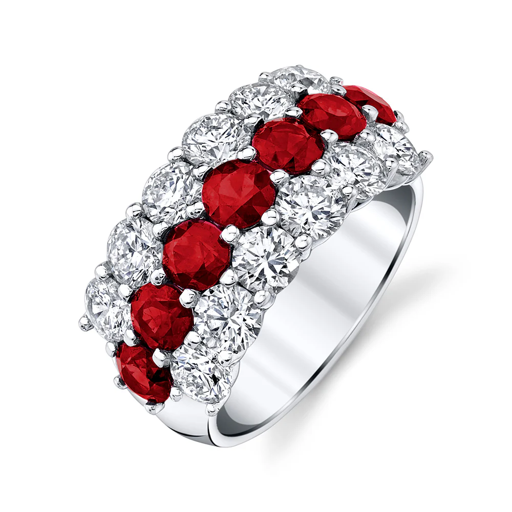 KJ5 18K White Gold 2.41ct Diamond Ruby Wedding Band - Image 2