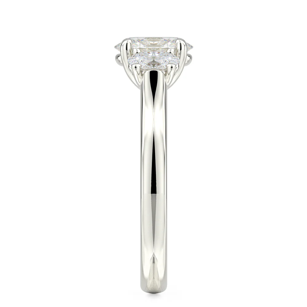 KJ5 18K White Gold Oval Diamond Three Stone Engagement Ring Mounting - Image 3