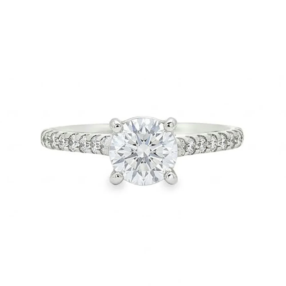 KJ5 18K White Gold Pavé Round Diamond 0.27ctw Engagement Ring Mounting