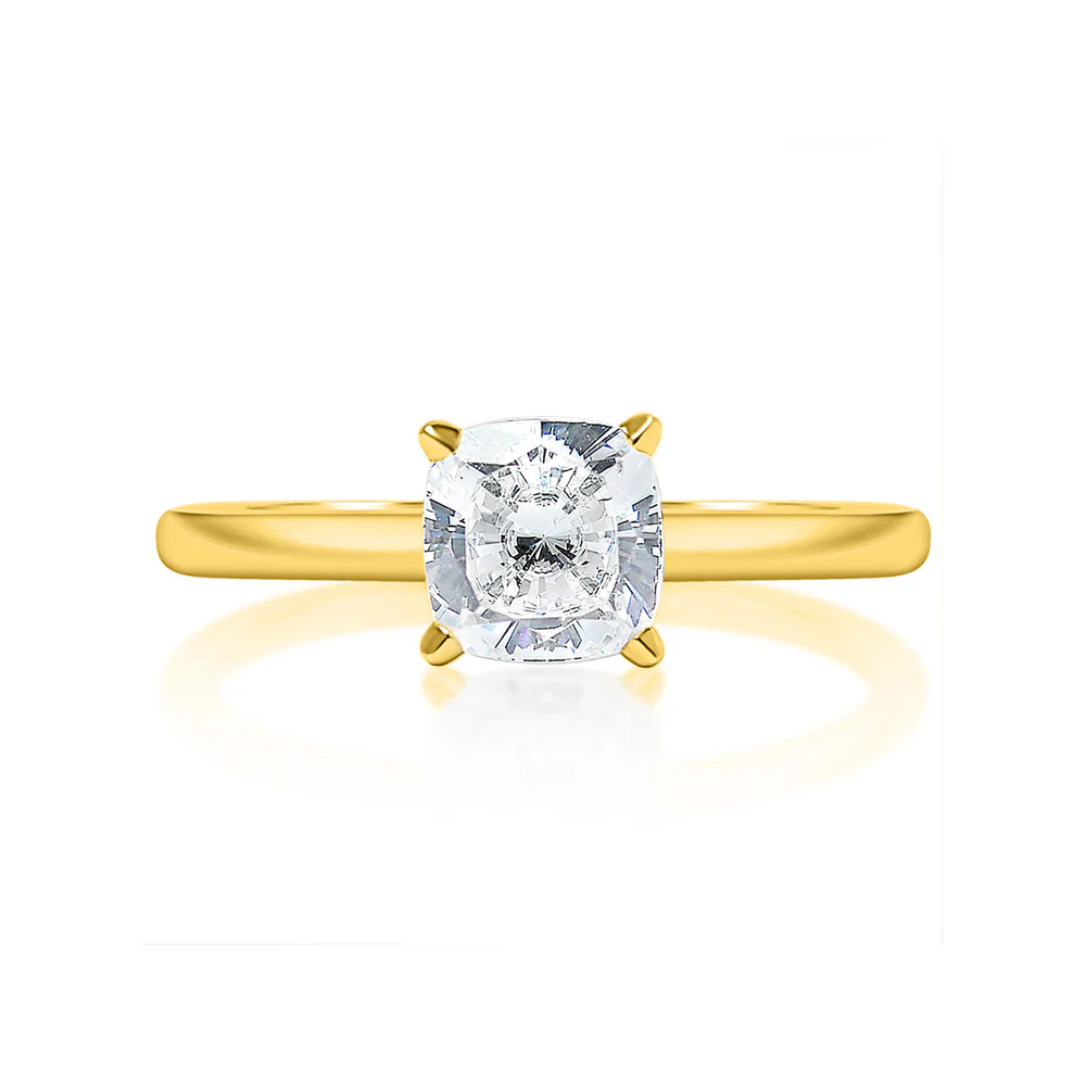 KJ5 18K Yellow Gold 0.07ct Hidden Halo Solitaire Semi-Mount