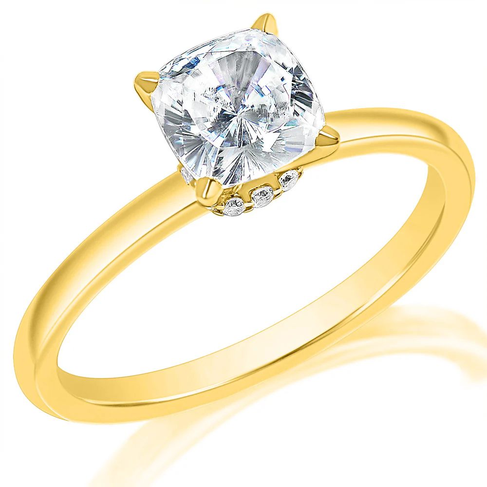 KJ5 18K Yellow Gold 0.07ct Hidden Halo Solitaire Semi-Mount - Image 2