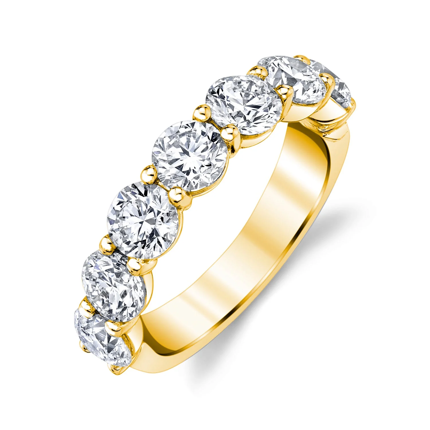 KJ5 18K Yellow Gold 7 Stone Diamond Wedding Band - Image 2
