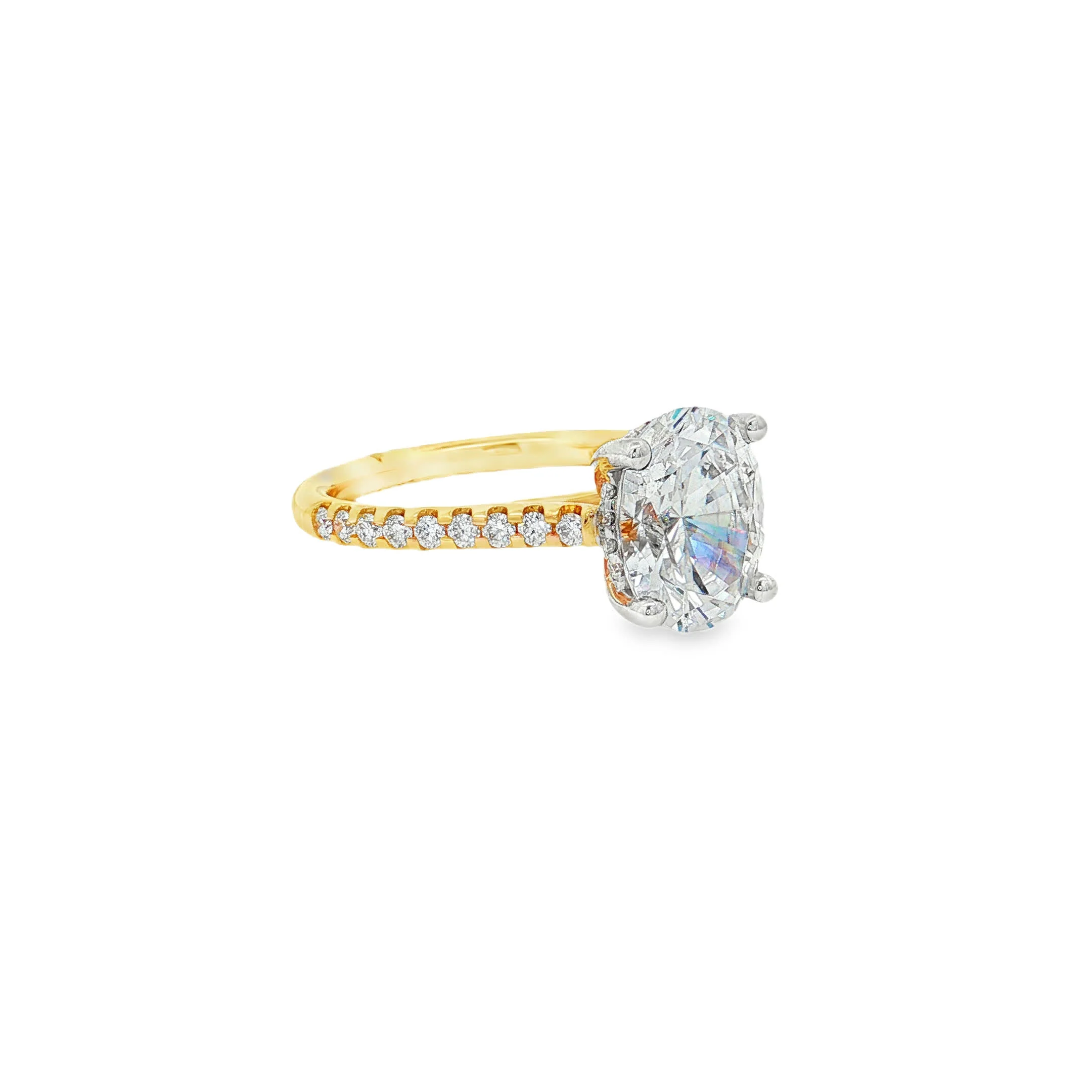 KJ5 18K Yellow Gold Oval 0.34ct Pave Diamond Engagement Ring Mounting - Image 2