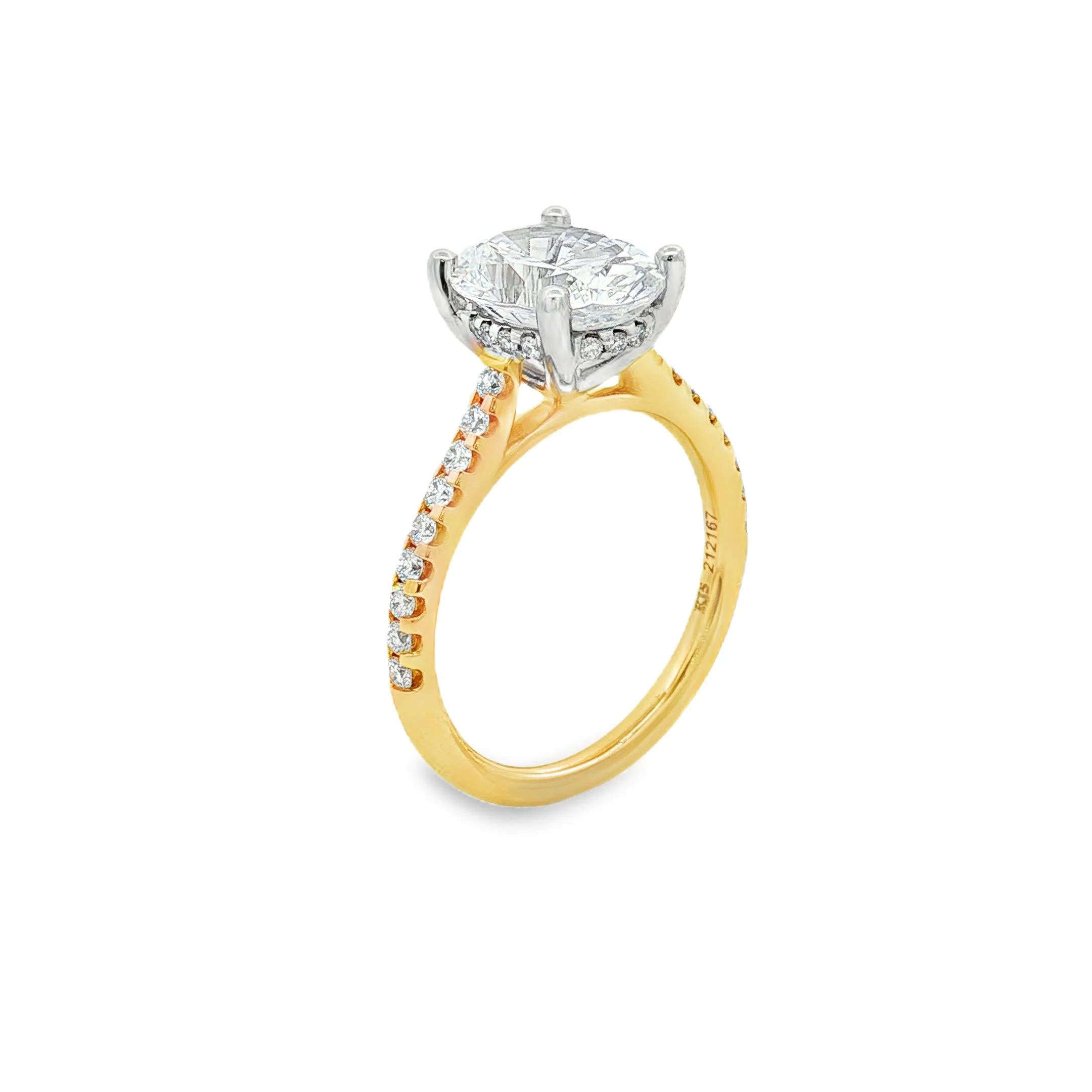 KJ5 18K Yellow Gold Oval 0.34ct Pave Diamond Engagement Ring Mounting - Image 3