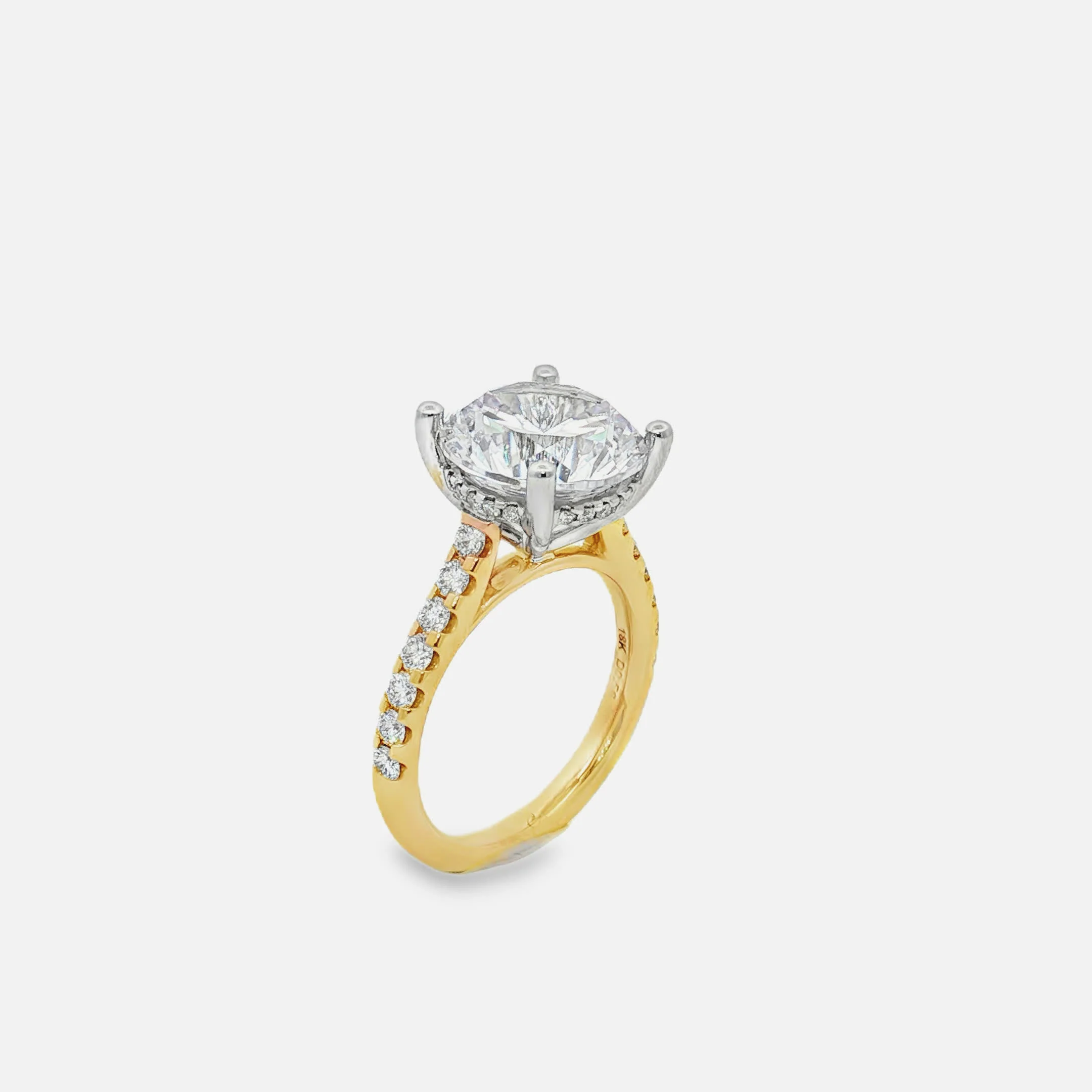 KJ5 18K Yellow Gold Pavé Round Diamond Engagement Ring Mounting - Image 5