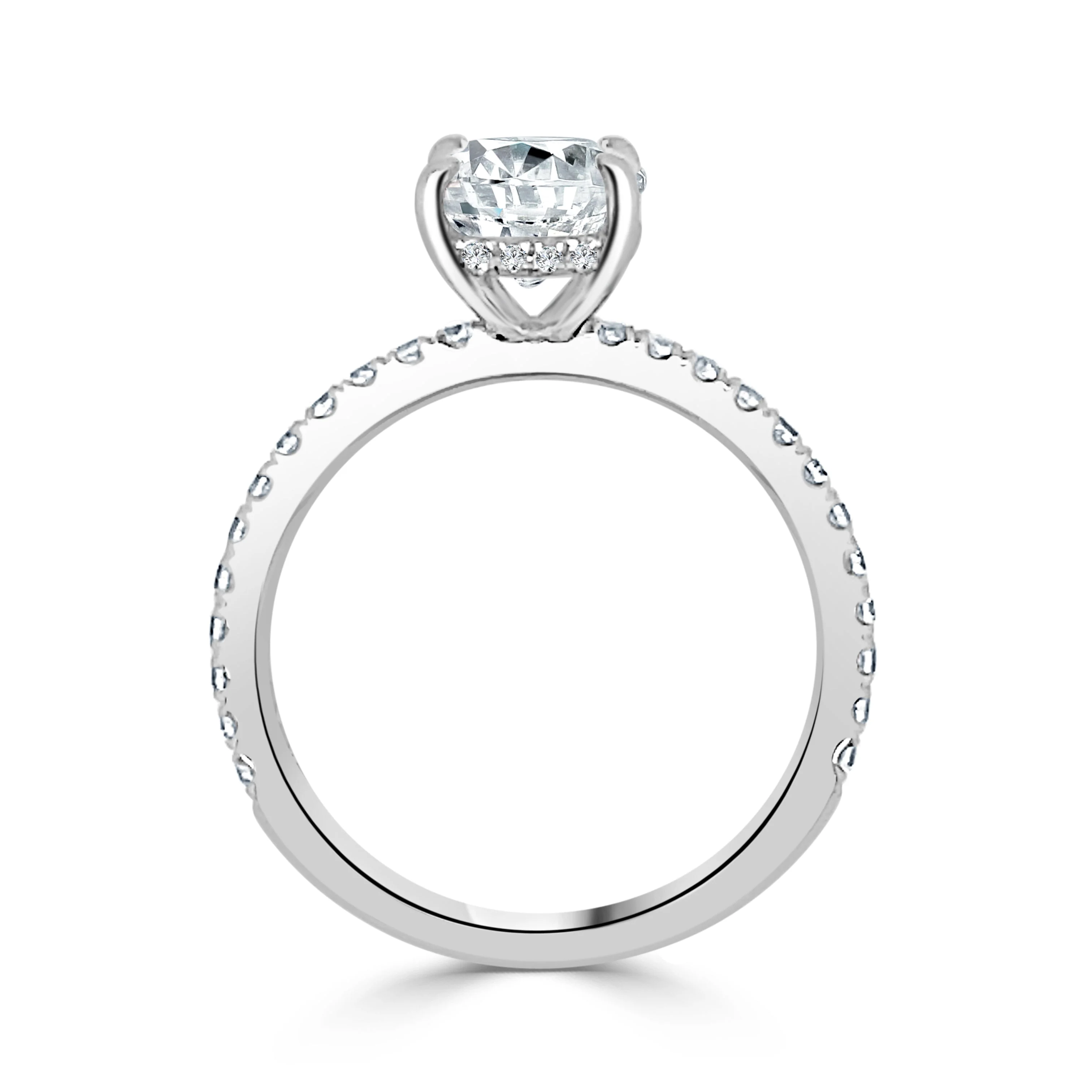 KJ5 Diamond Oval Engagement Ring Mounting 14K White Gold - Image 2