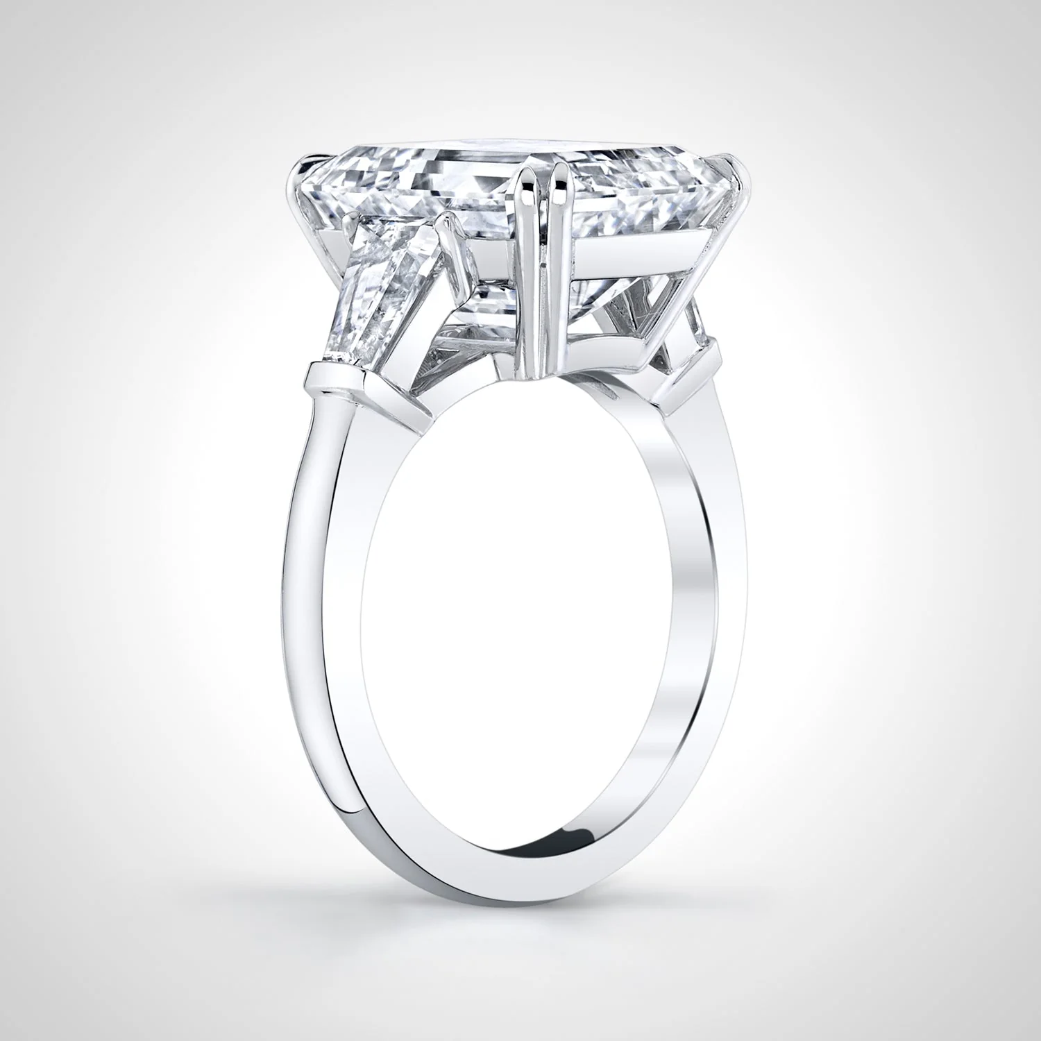 KJ5 GIA Certified Platinum Emerald Cut Diamond Engagement Ring - Image 2