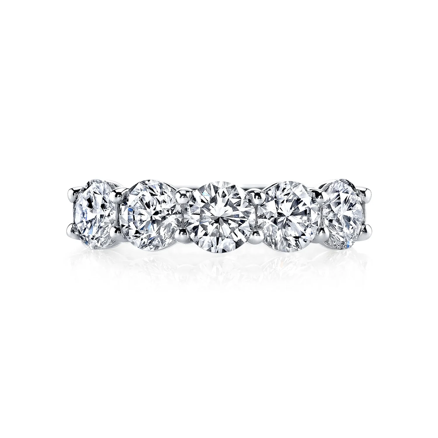 KJ5 Platinum 5-Stone Round Diamond Wedding Band