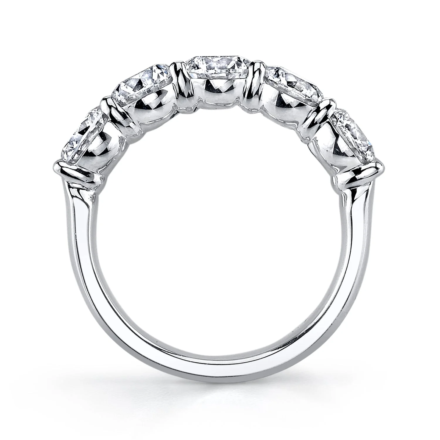 KJ5 Platinum 5-Stone Round Diamond Wedding Band - Image 2