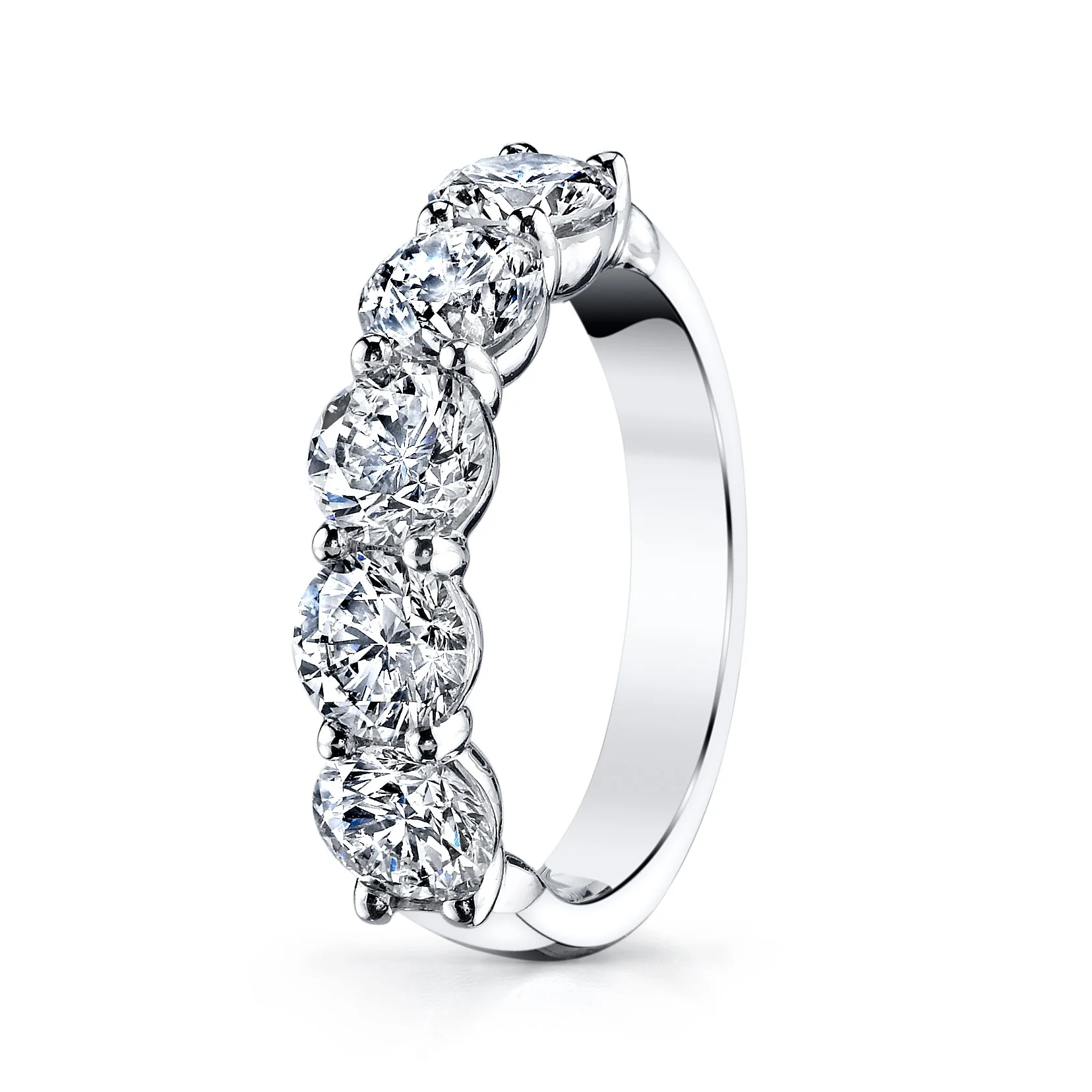 KJ5 Platinum 5-Stone Round Diamond Wedding Band - Image 3