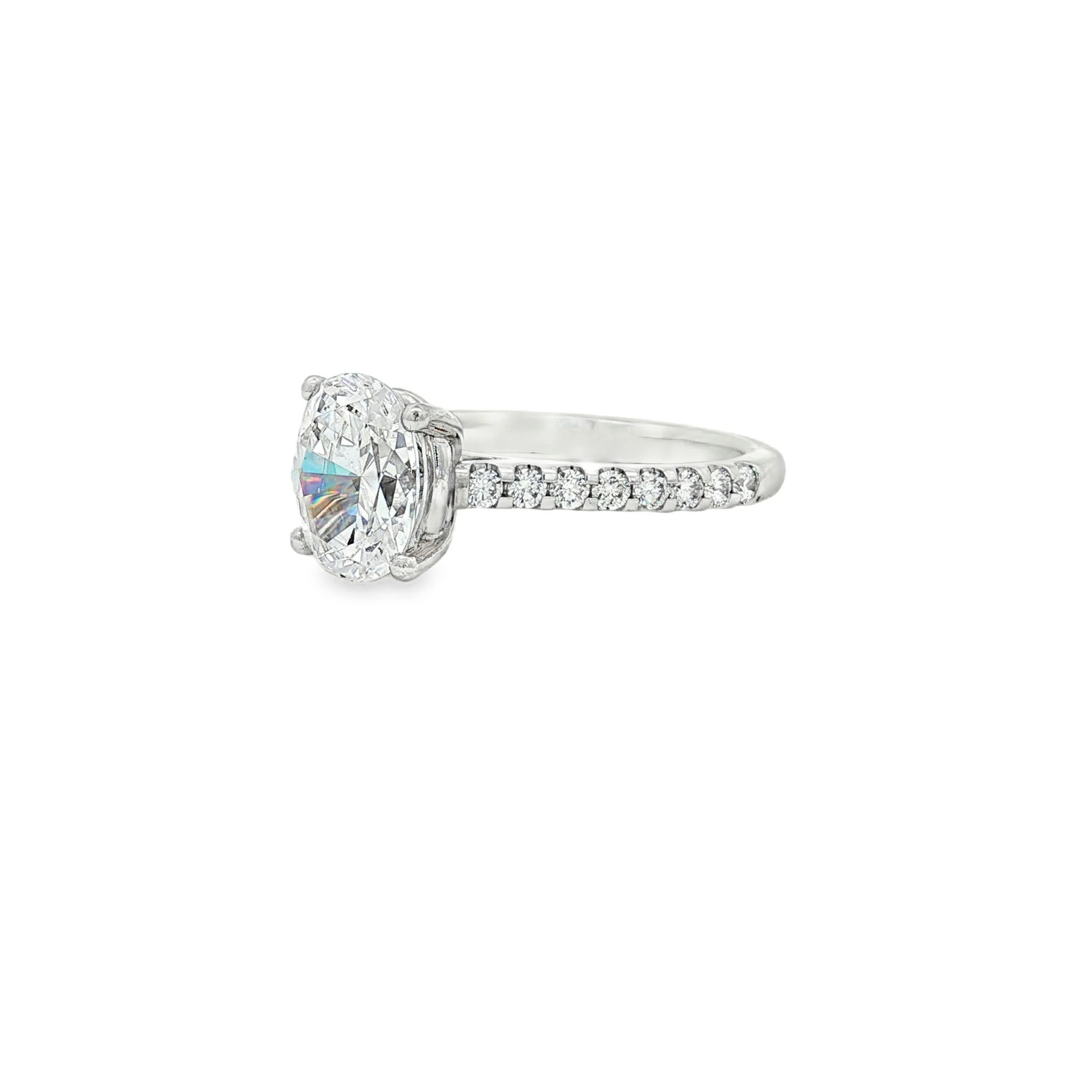 KJ5 Platinum 0.32ct Pavé Oval Diamond Engagement Ring Mounting - Image 2