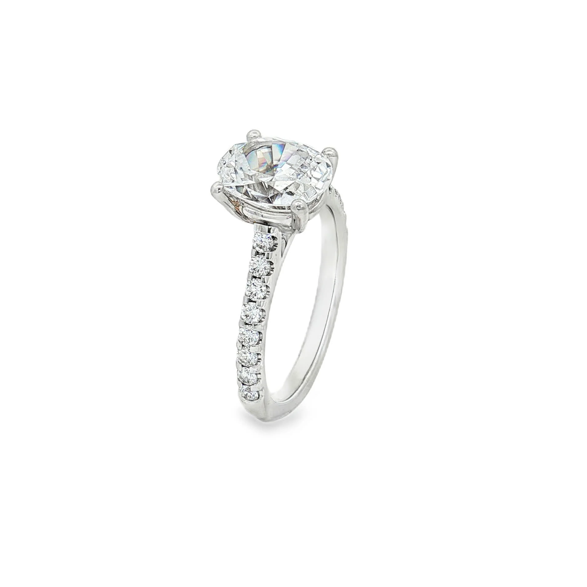 KJ5 Platinum 0.32ct Pavé Oval Diamond Engagement Ring Mounting - Image 3