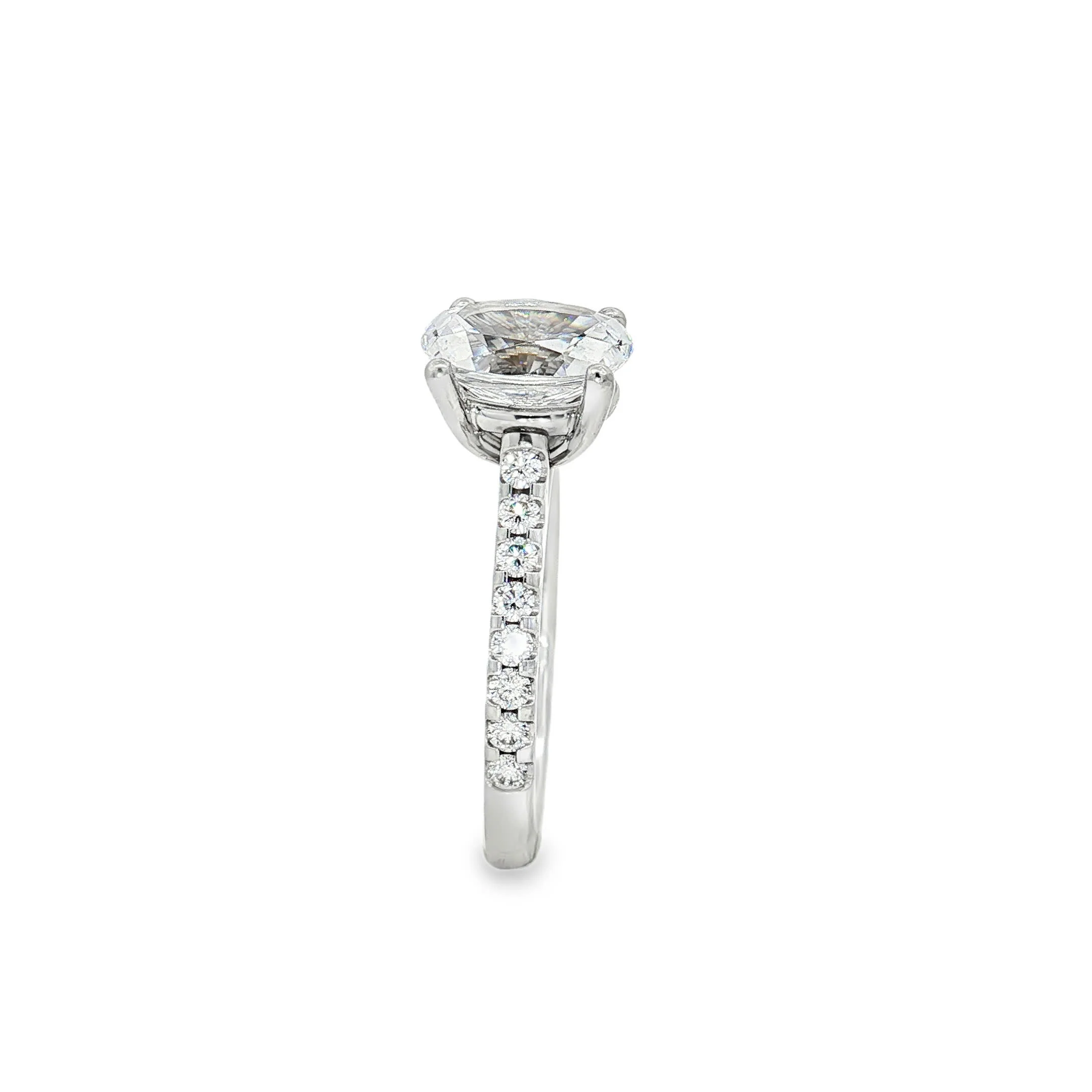 KJ5 Platinum 0.32ct Pavé Oval Diamond Engagement Ring Mounting - Image 4