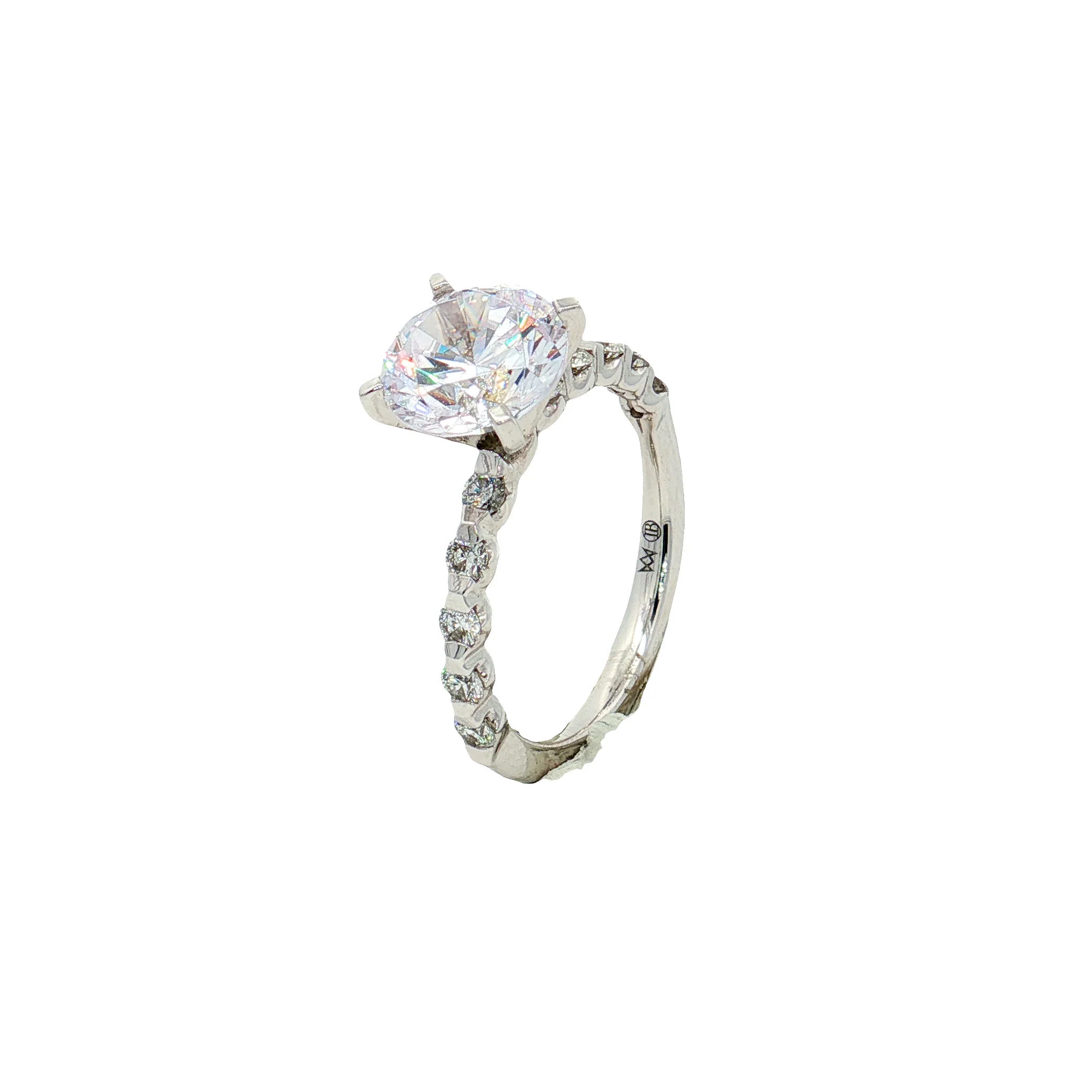 KJ5 Platinum Pavé Round Diamond 0.50ct Engagement Ring Mounting - Image 4