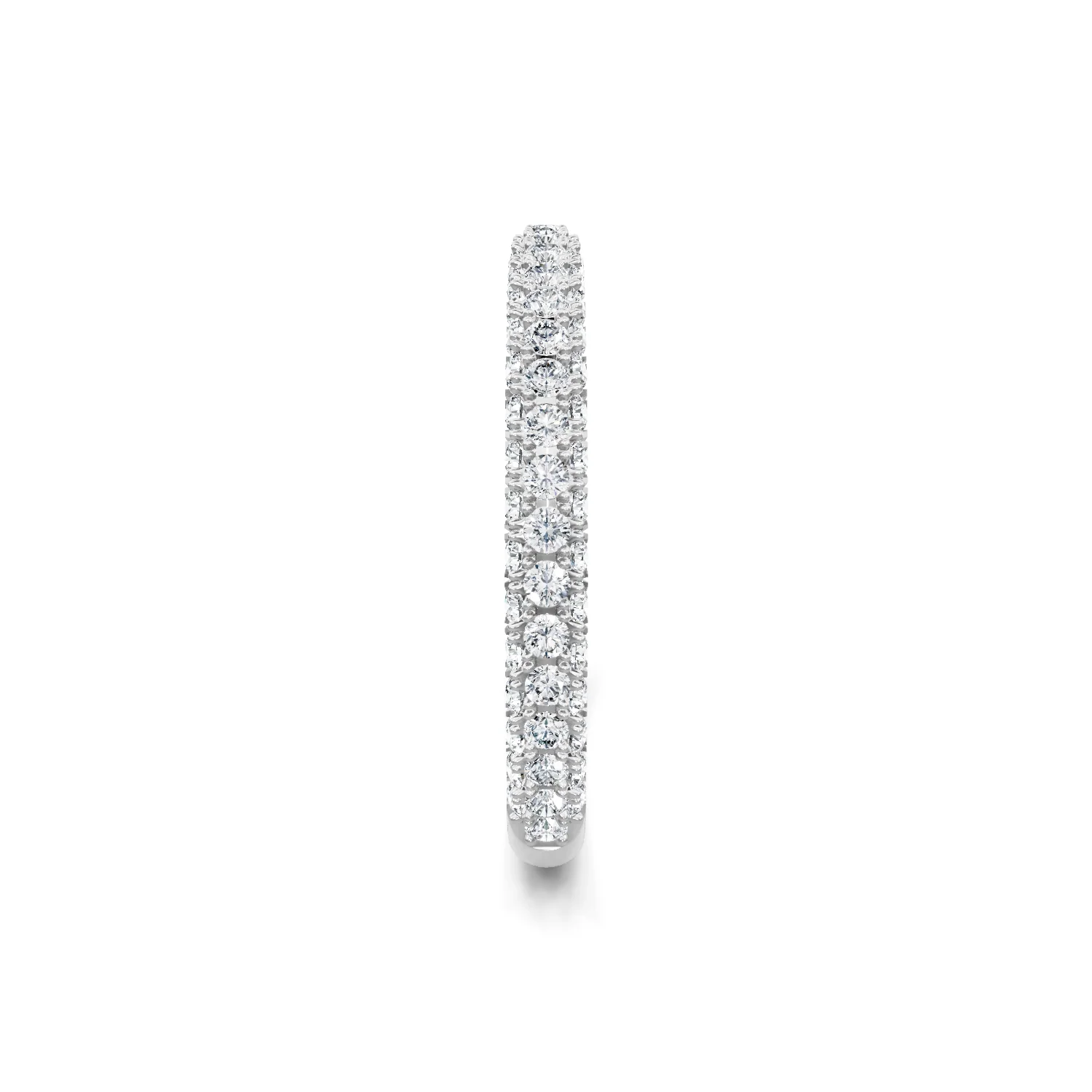 KJ5 Round 3 Sided Pave Diamond Wedding Band 14K White Gold - Image 3